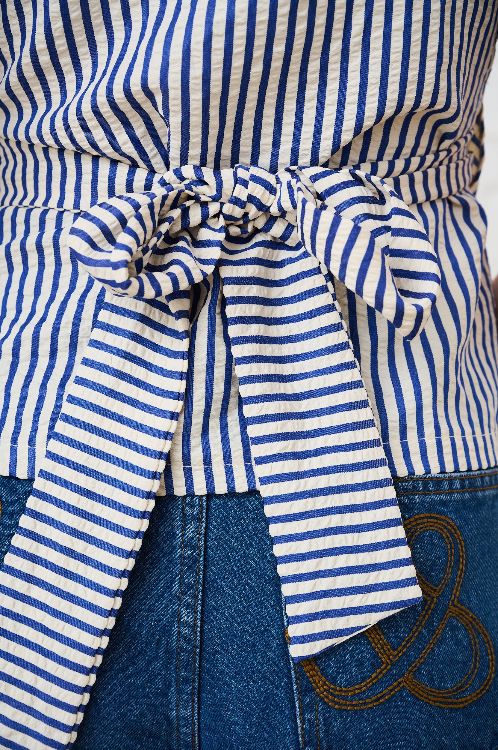Wrap Top in Blue Stripe