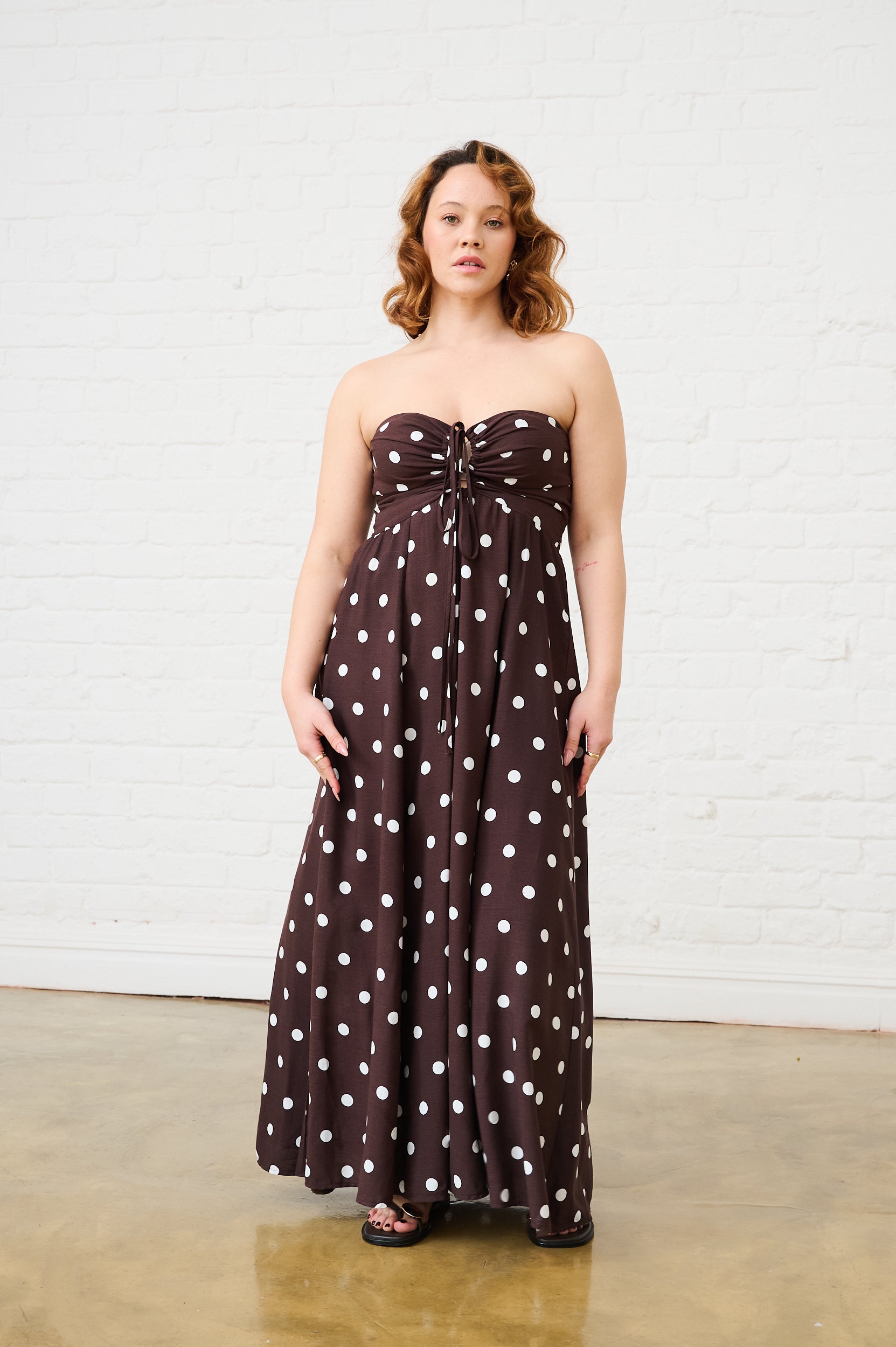 Eva Dress in Choc Spot