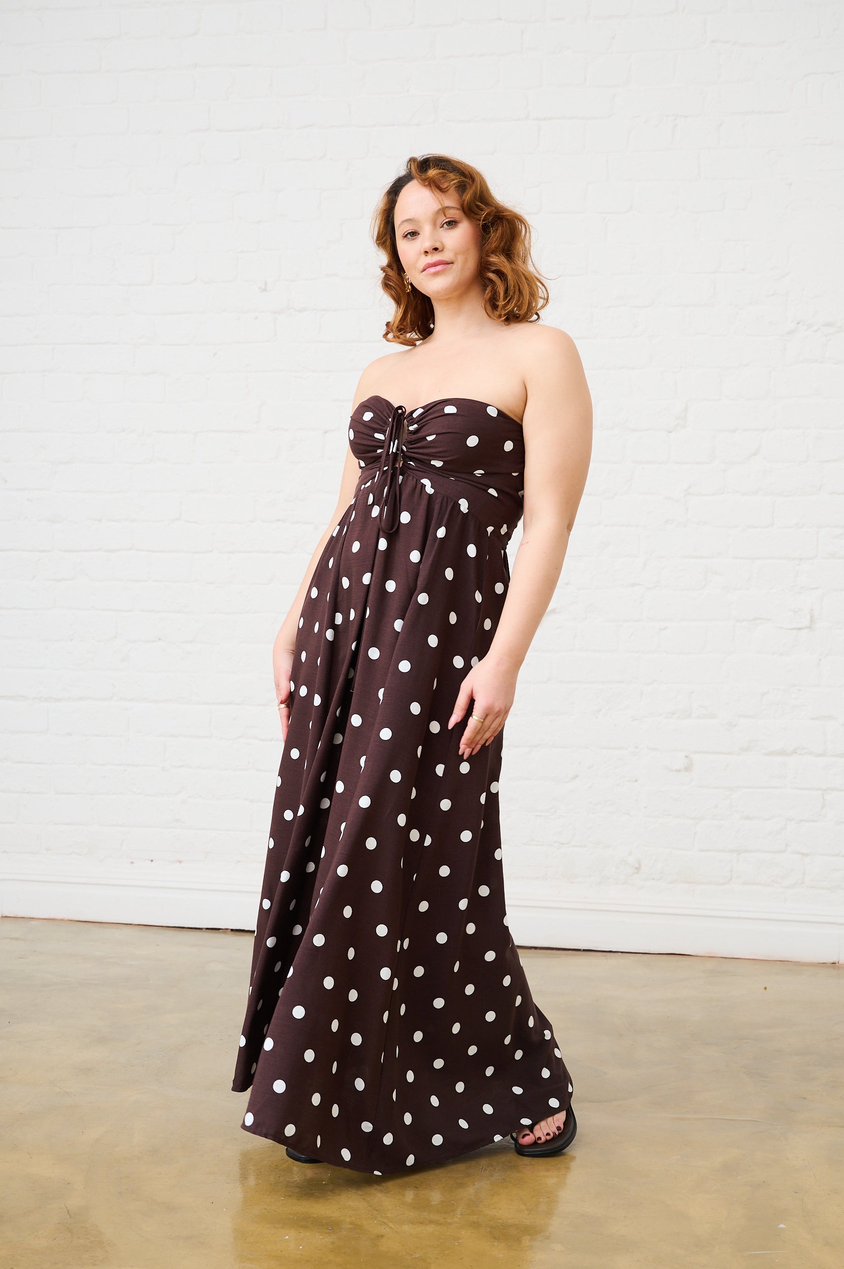 Eva Dress in Choc Spot