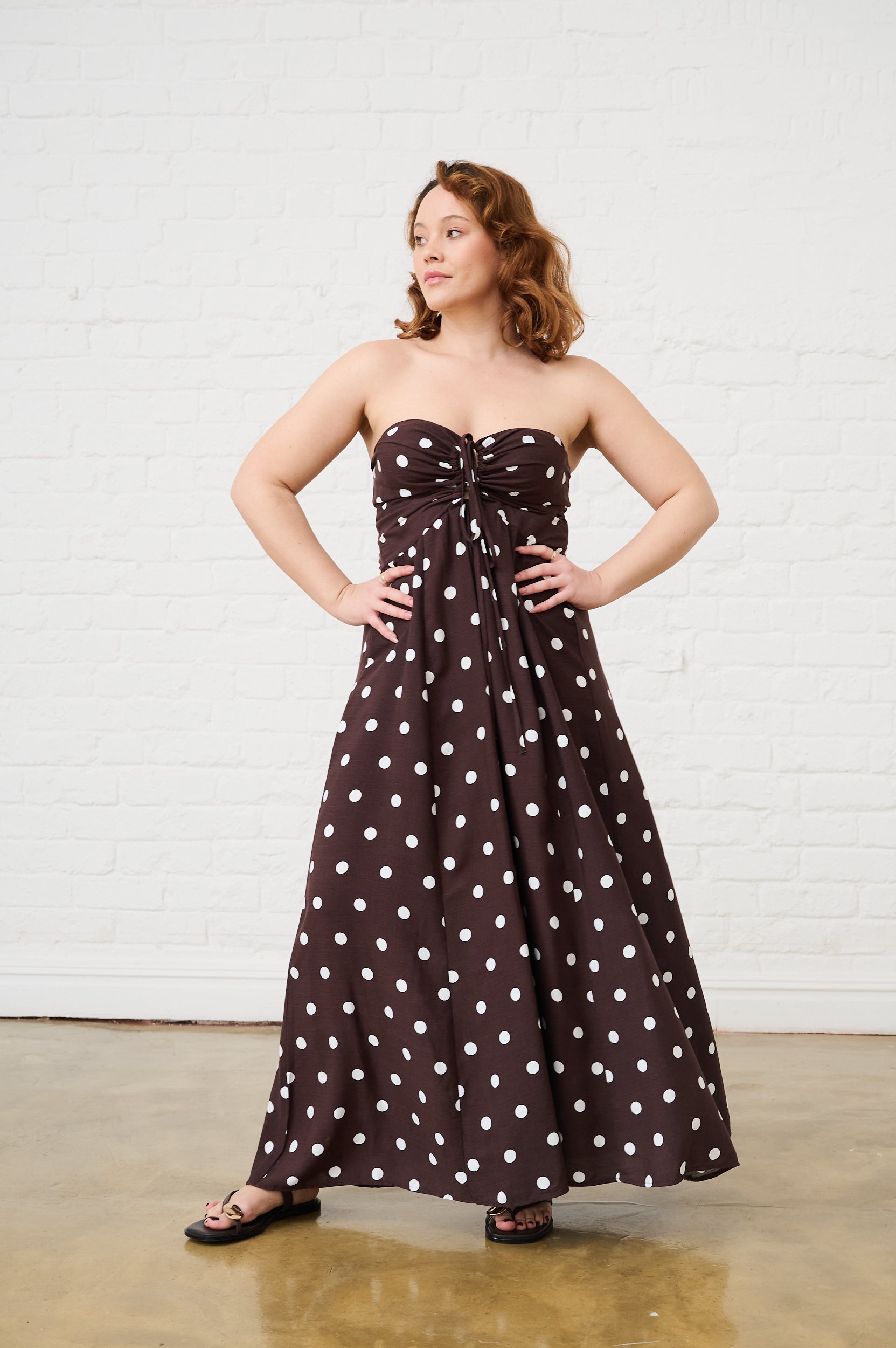 Eva Dress in Choc Spot