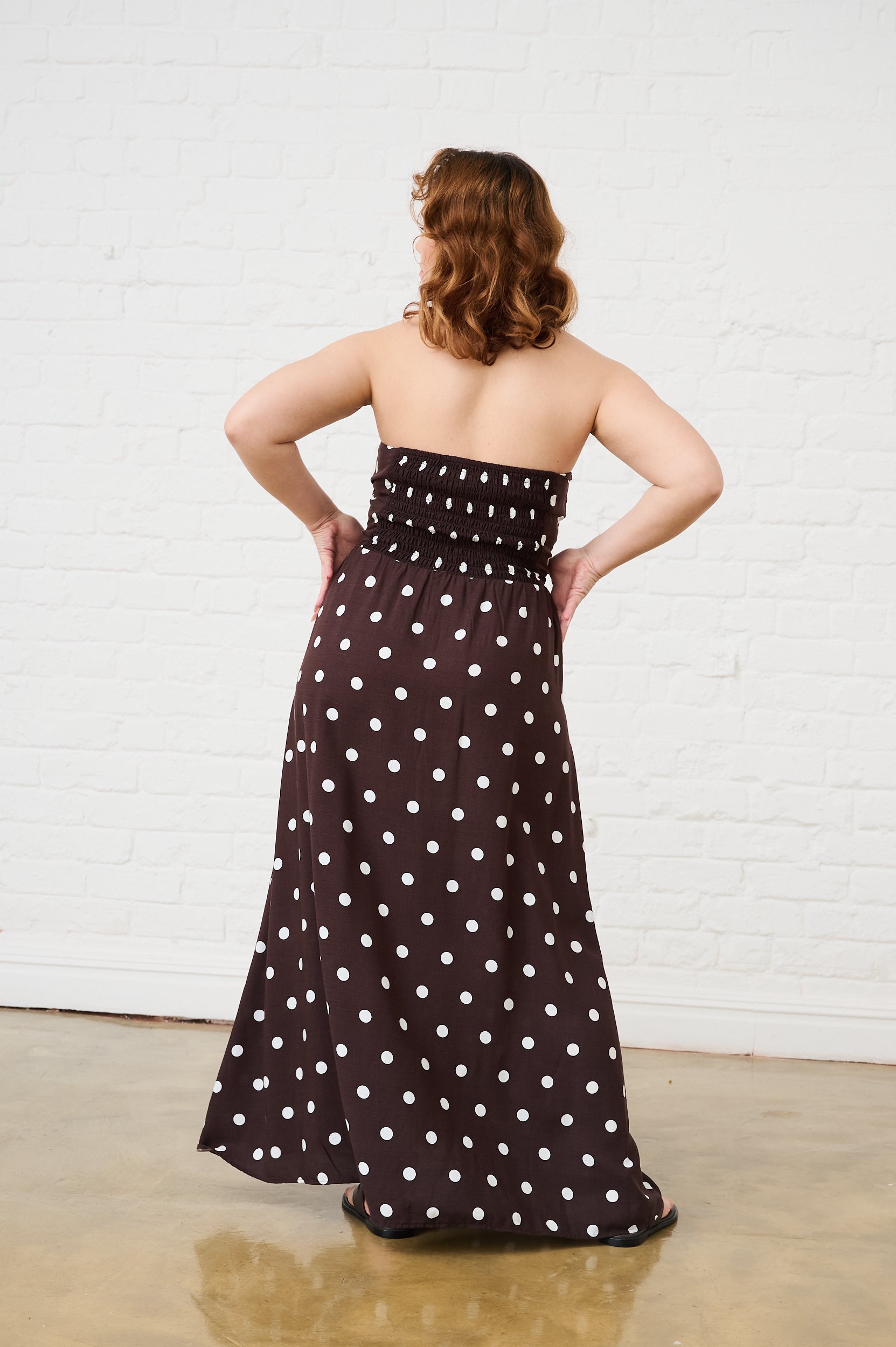 Eva Dress in Choc Spot