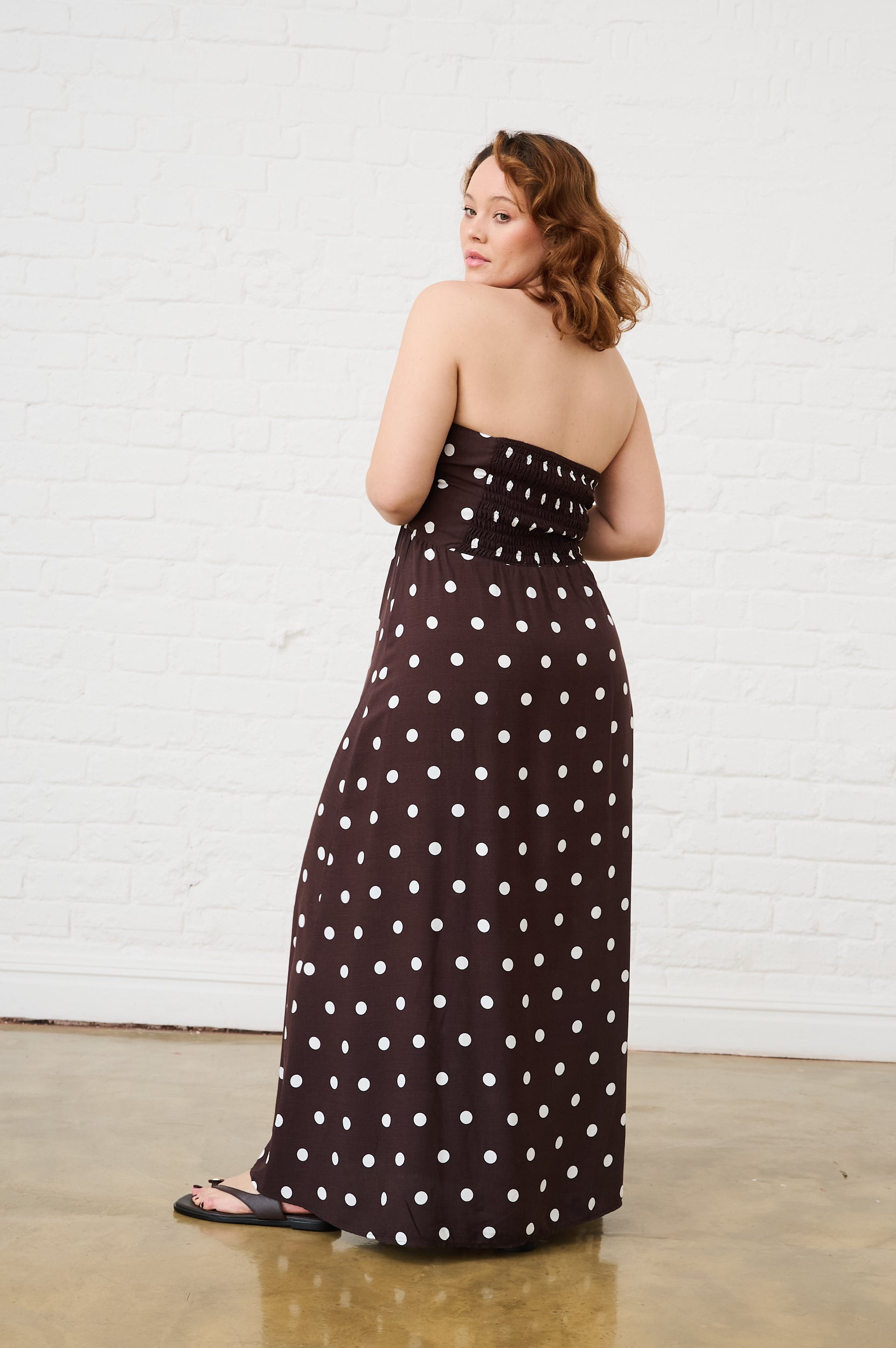 Eva Dress in Choc Spot