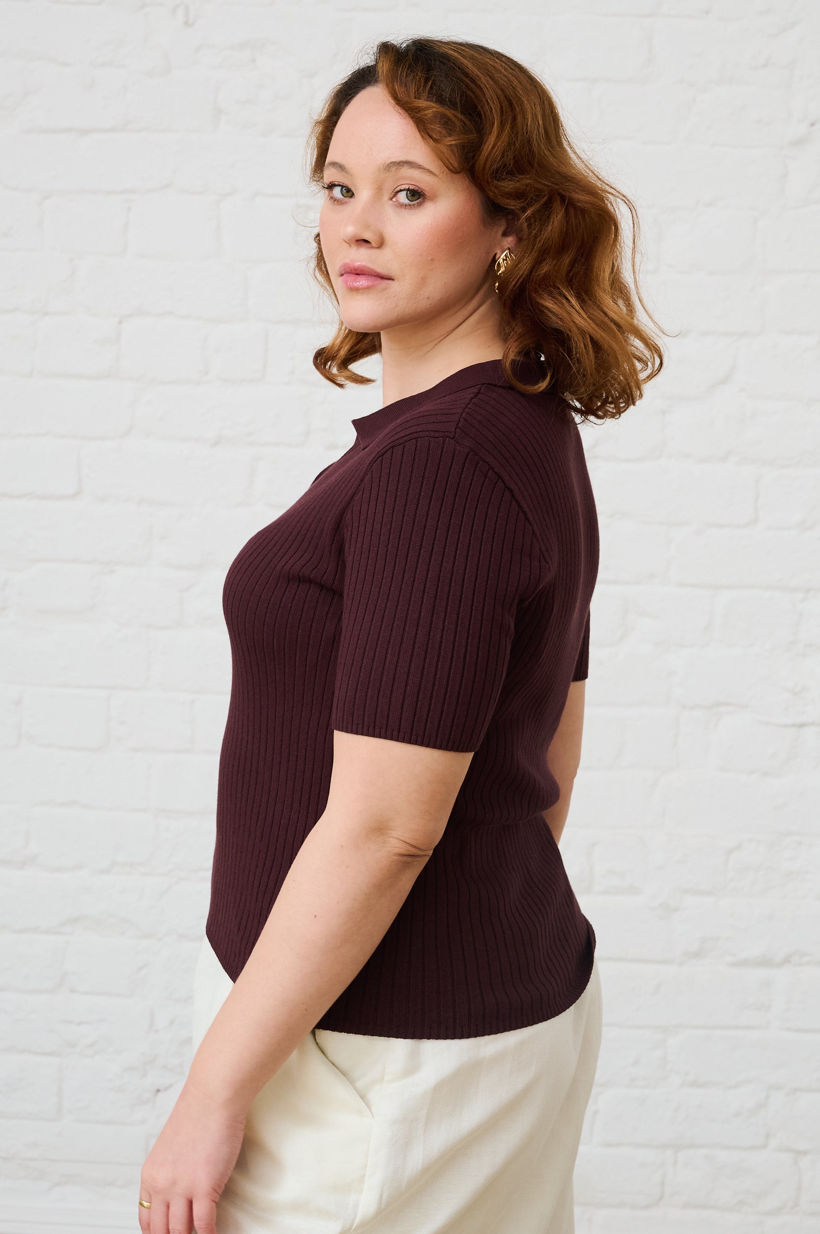 Johnny Collar Knit in Chocolate