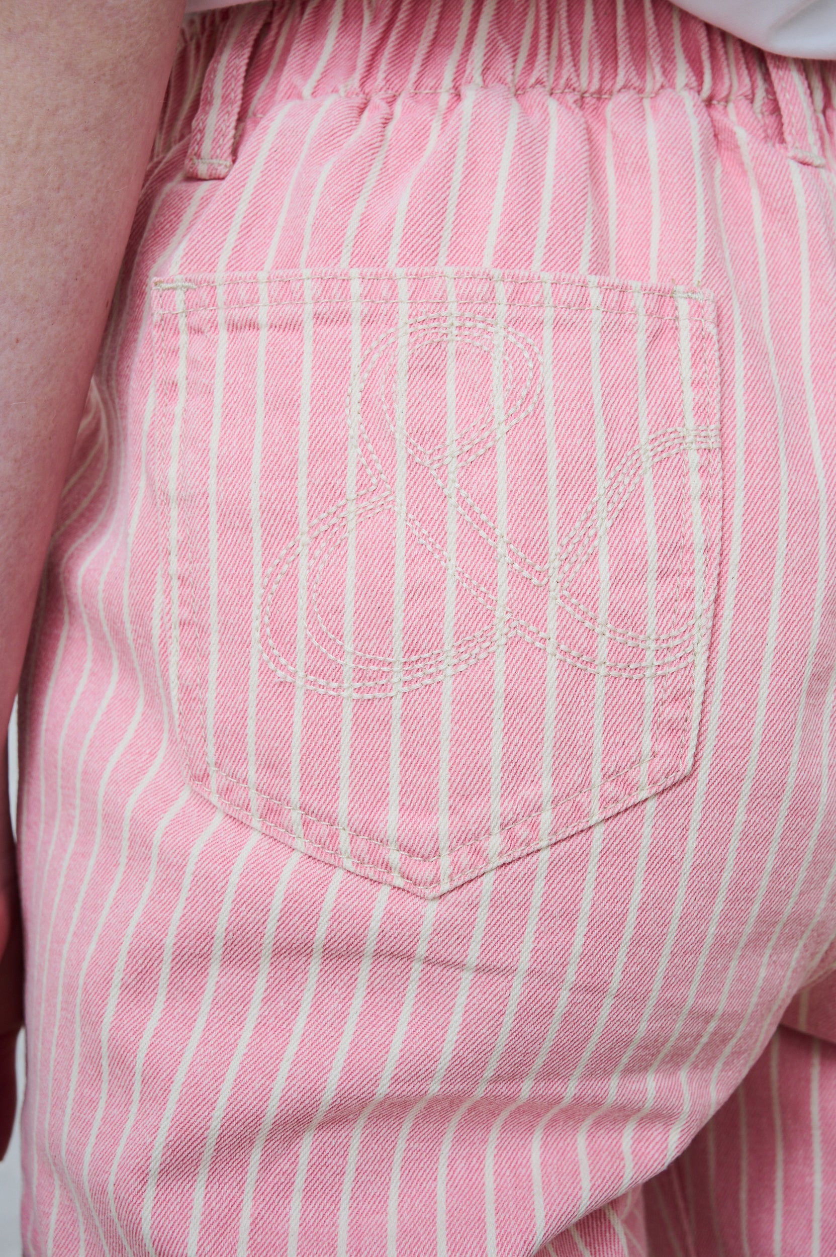 The Mom Jean in Pink Stripe