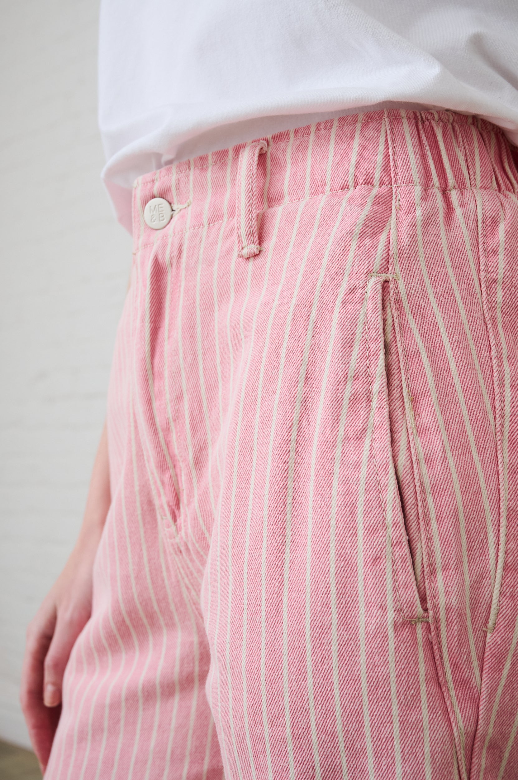 The Mom Jean in Pink Stripe