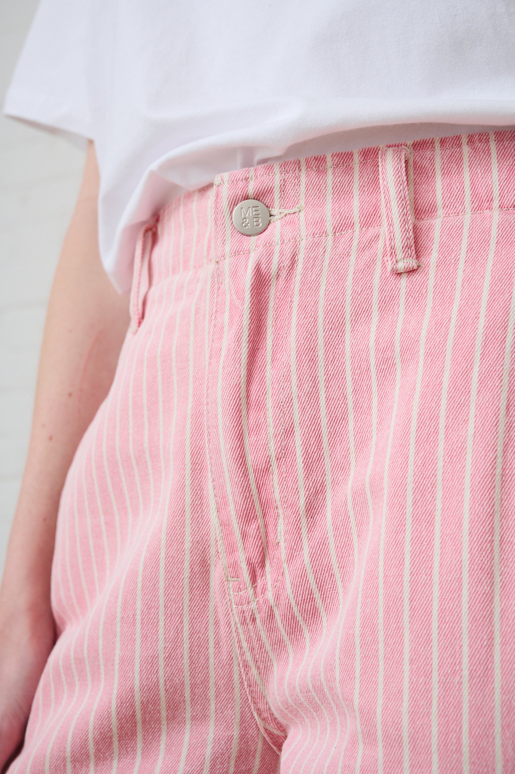 The Mom Jean in Pink Stripe