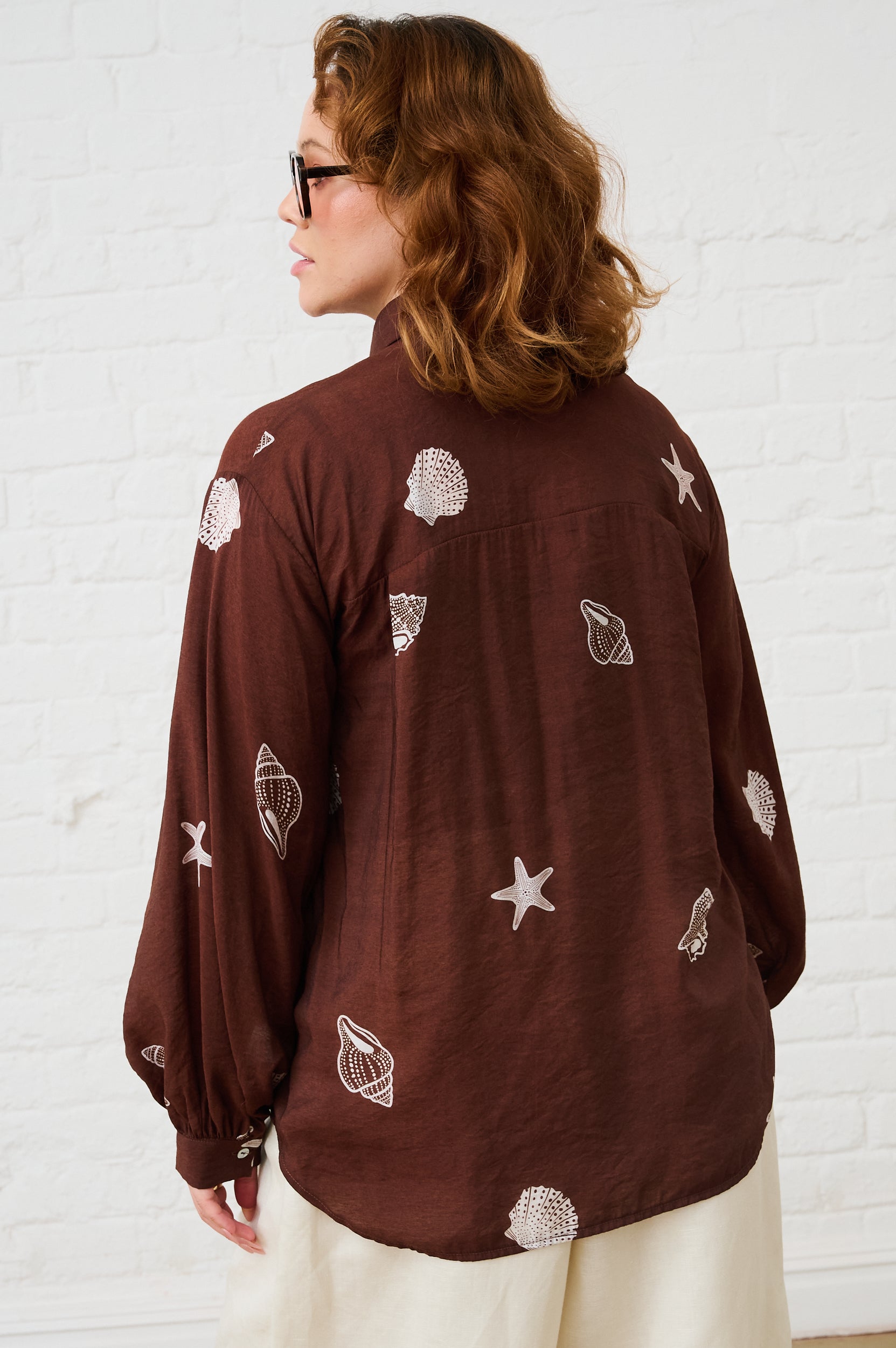 Bellow Sleeve Shirt in Choc/Milk Shells