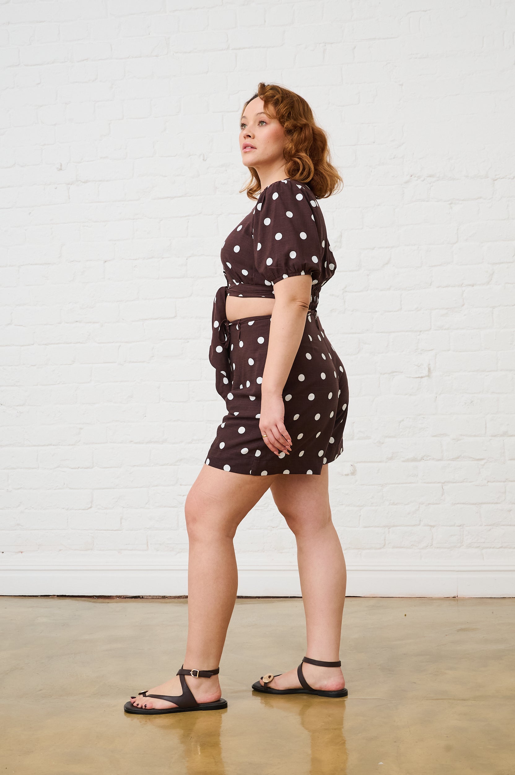 Front Tie Crop Top in Choc Spot