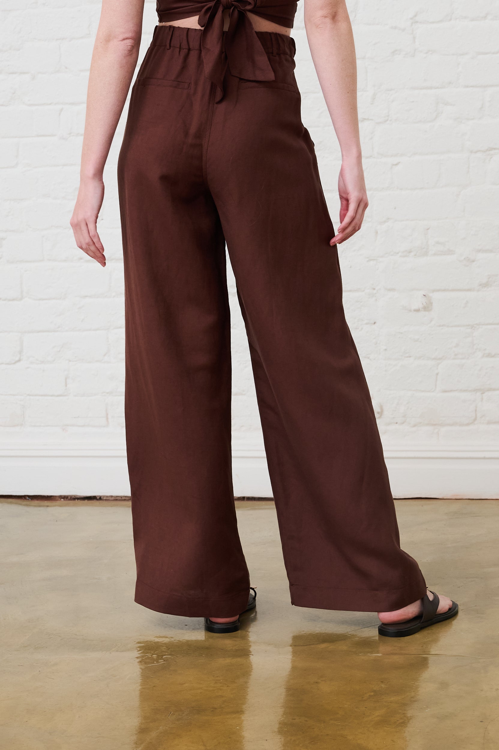 Linen Wide Leg Pants in Chocolate