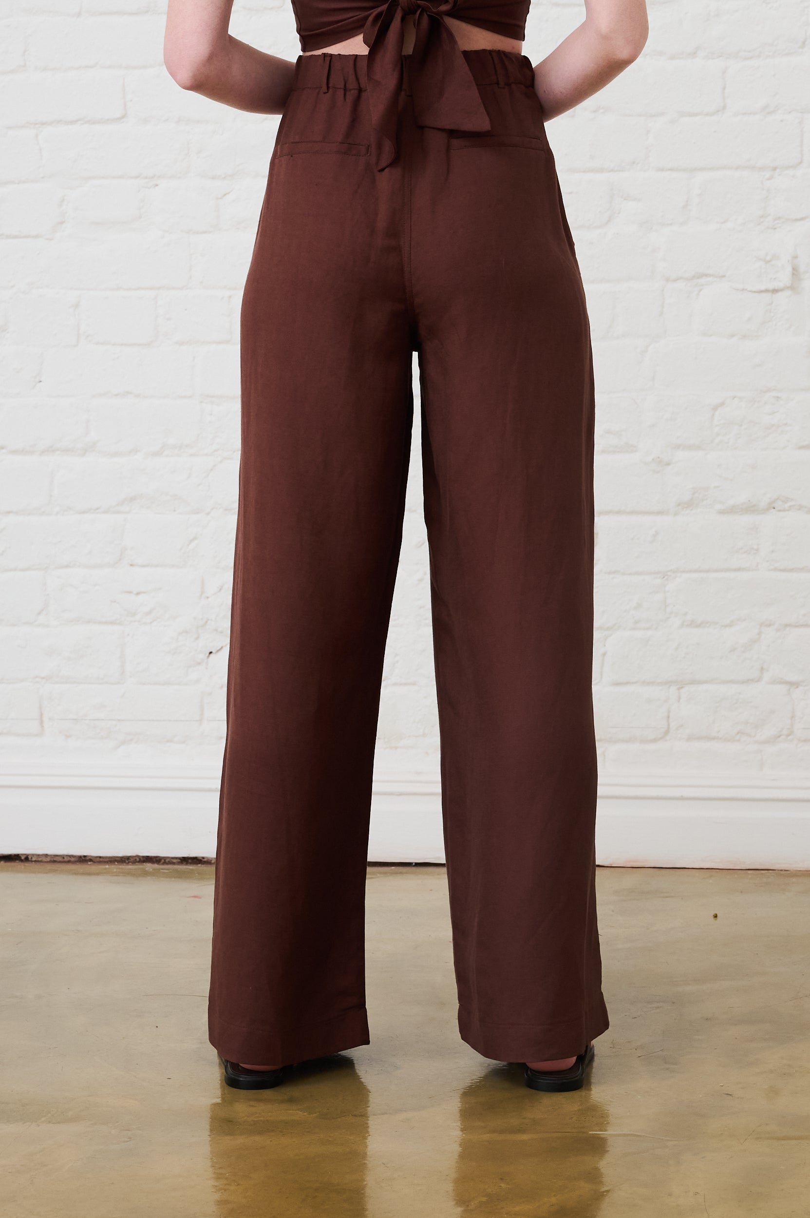 Linen Wide Leg Pants in Chocolate