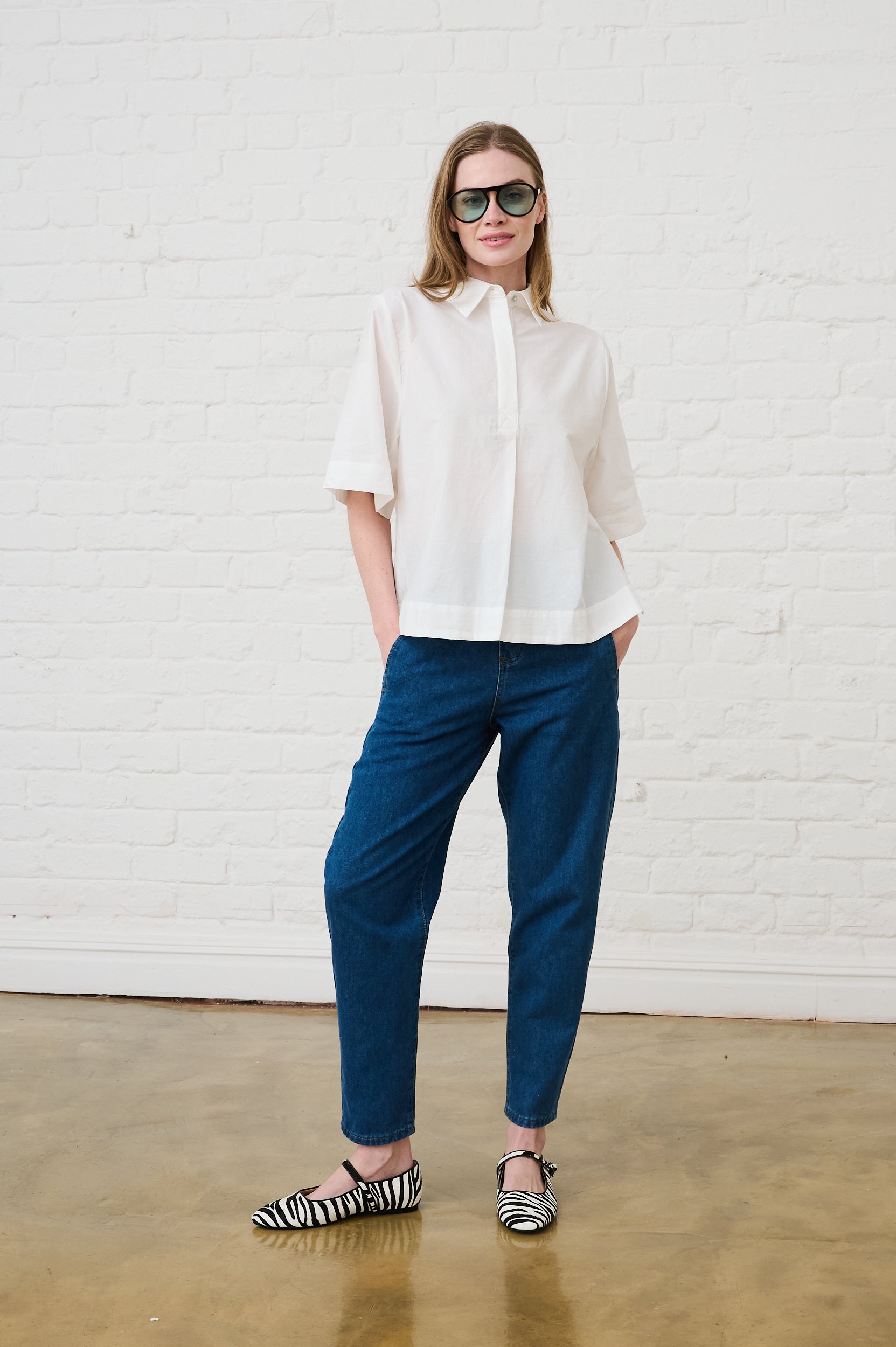 Cotton Boxy Shirt in White