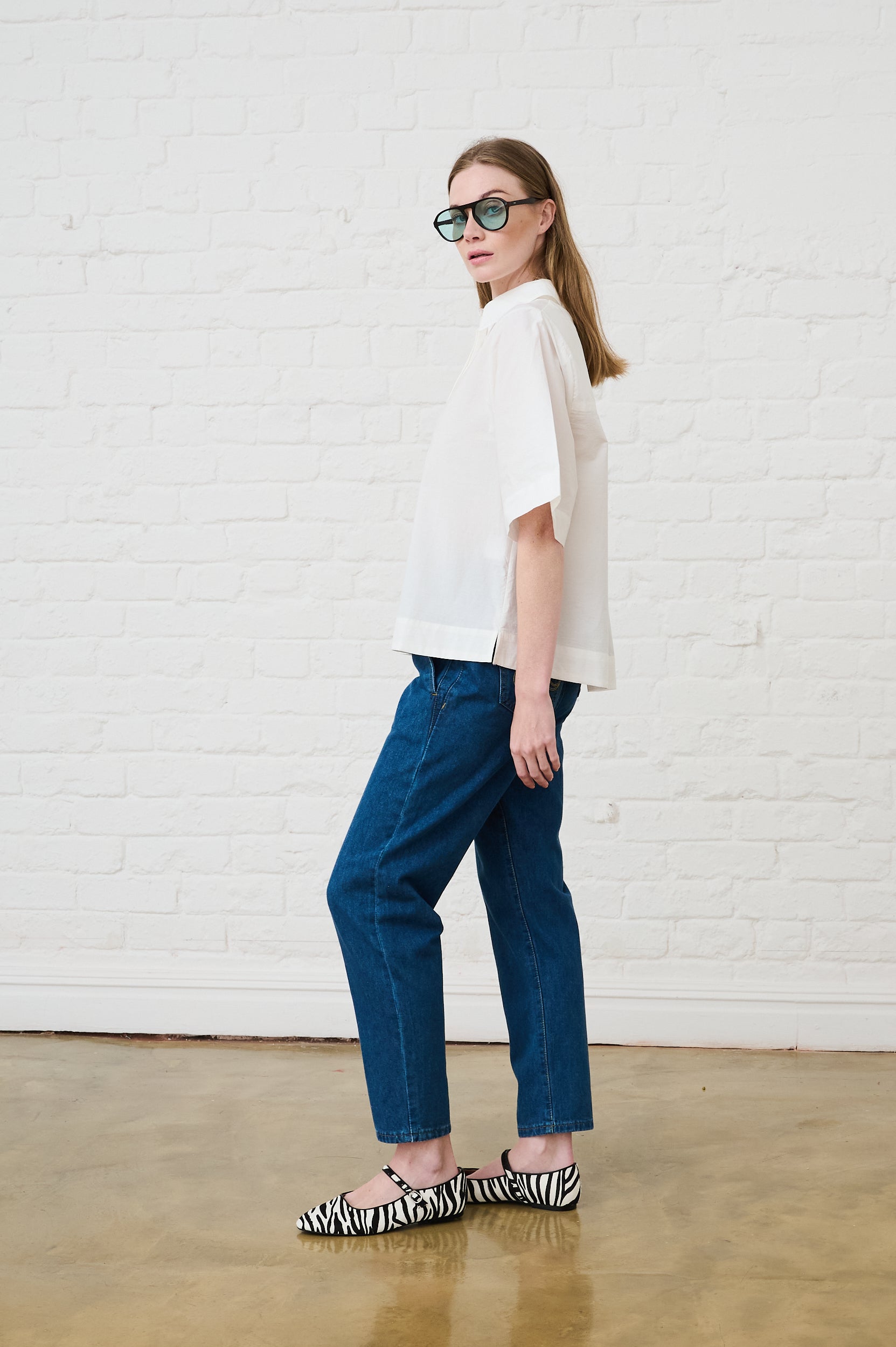 Cotton Boxy Shirt in White