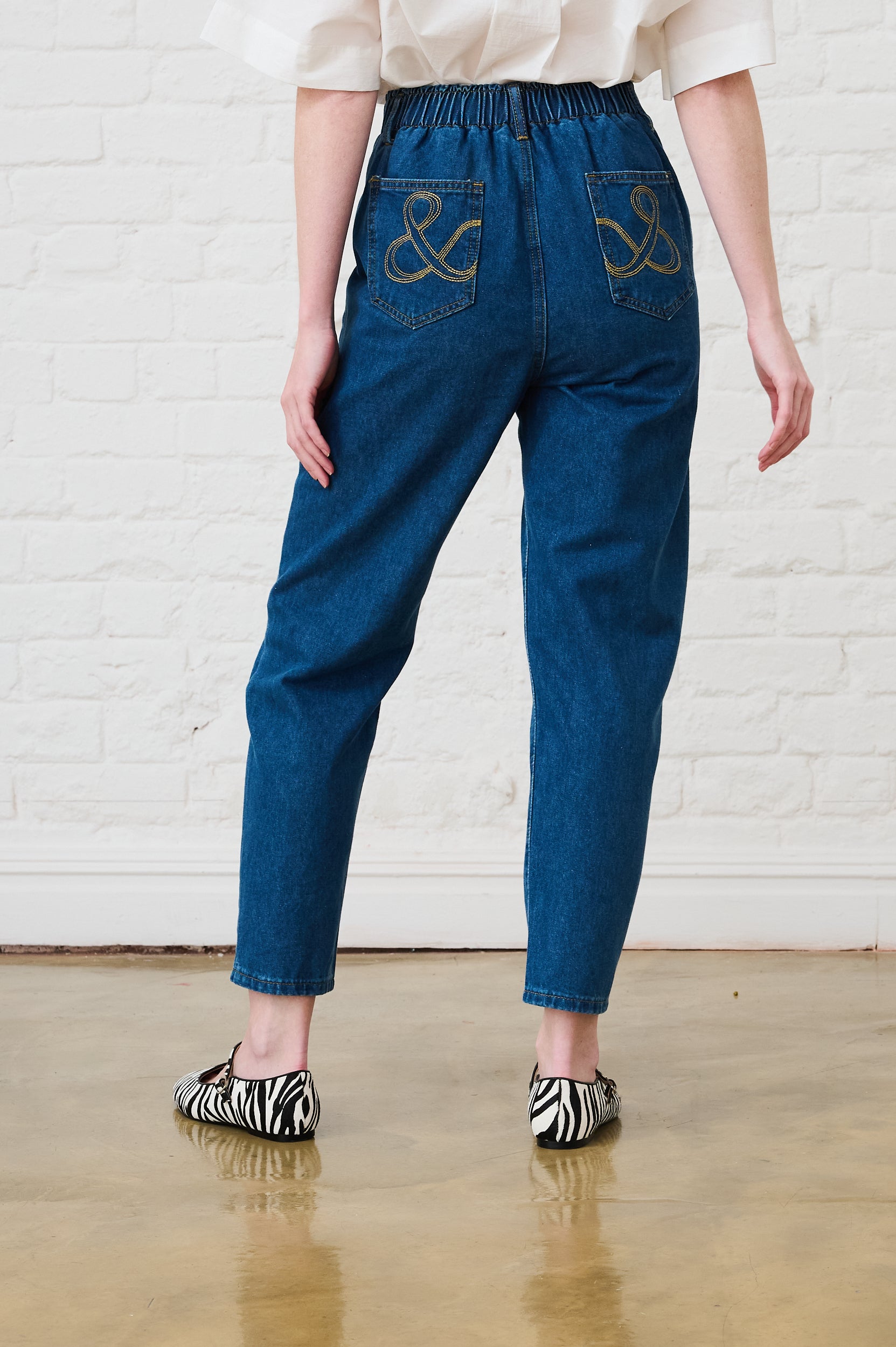 The Mom Jean in Mid Blue