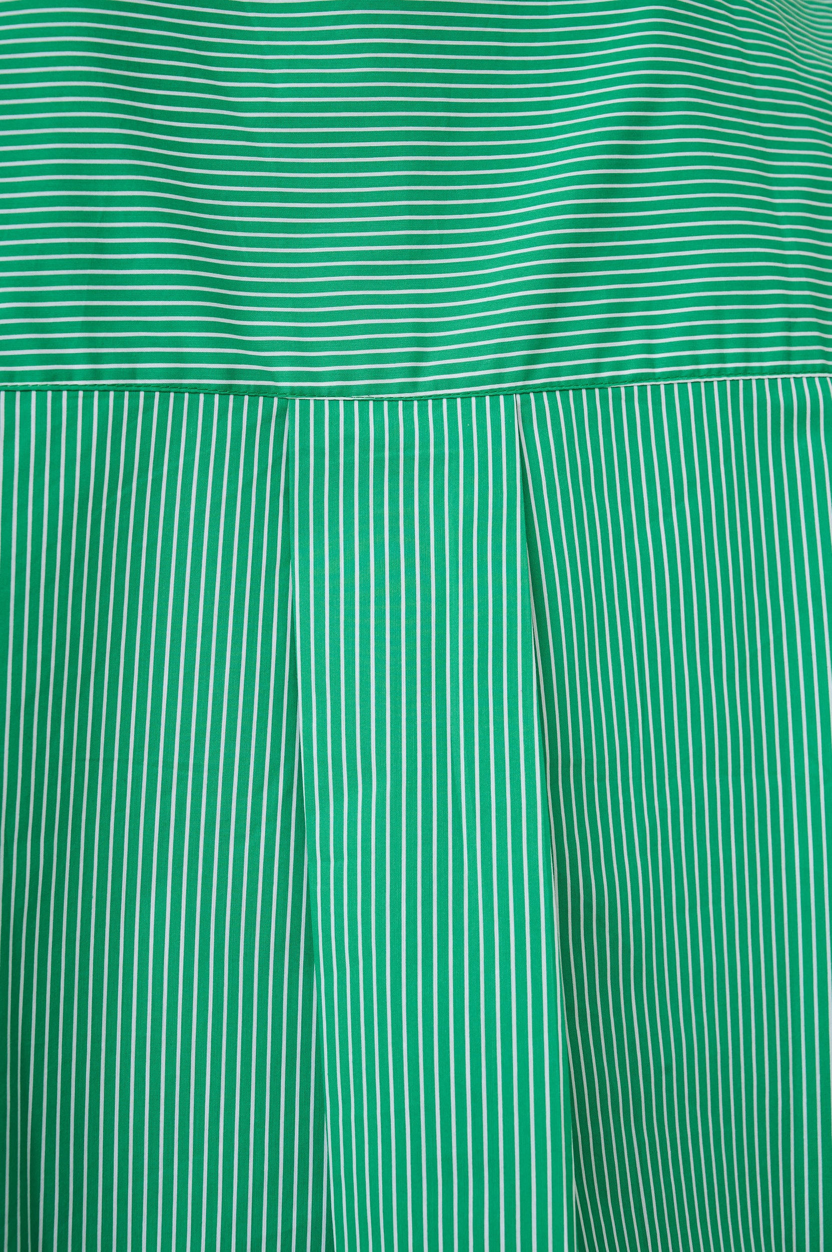 Cotton Boxy Shirt in Green Stripe