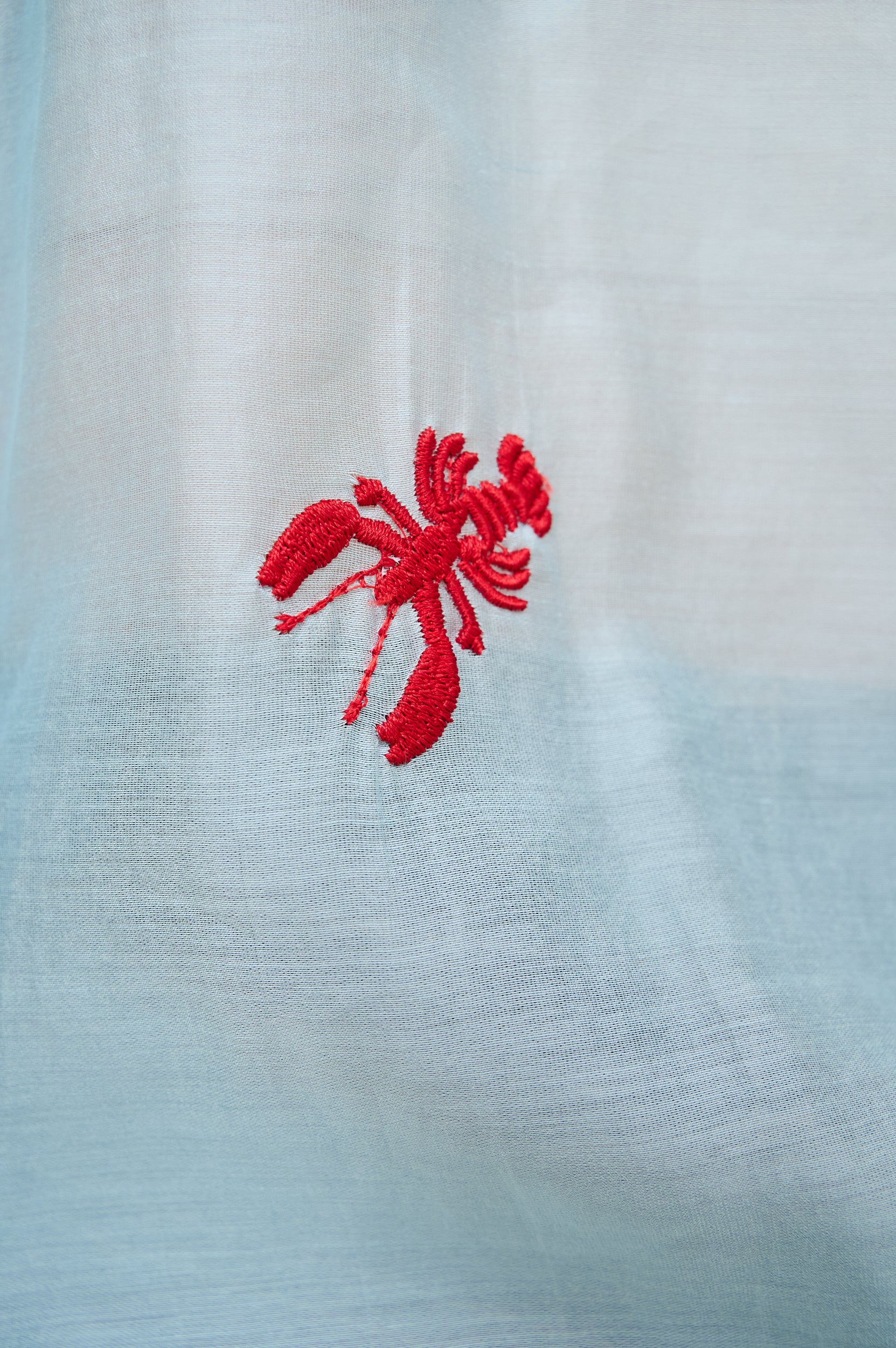 Bellow Sleeve Shirt in Embroidered Lobster