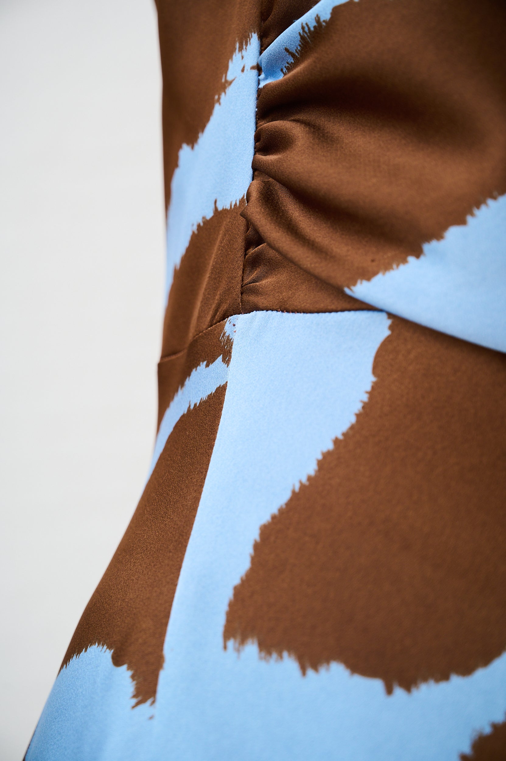 Cowl Neck Satin Dress in Choc Wave