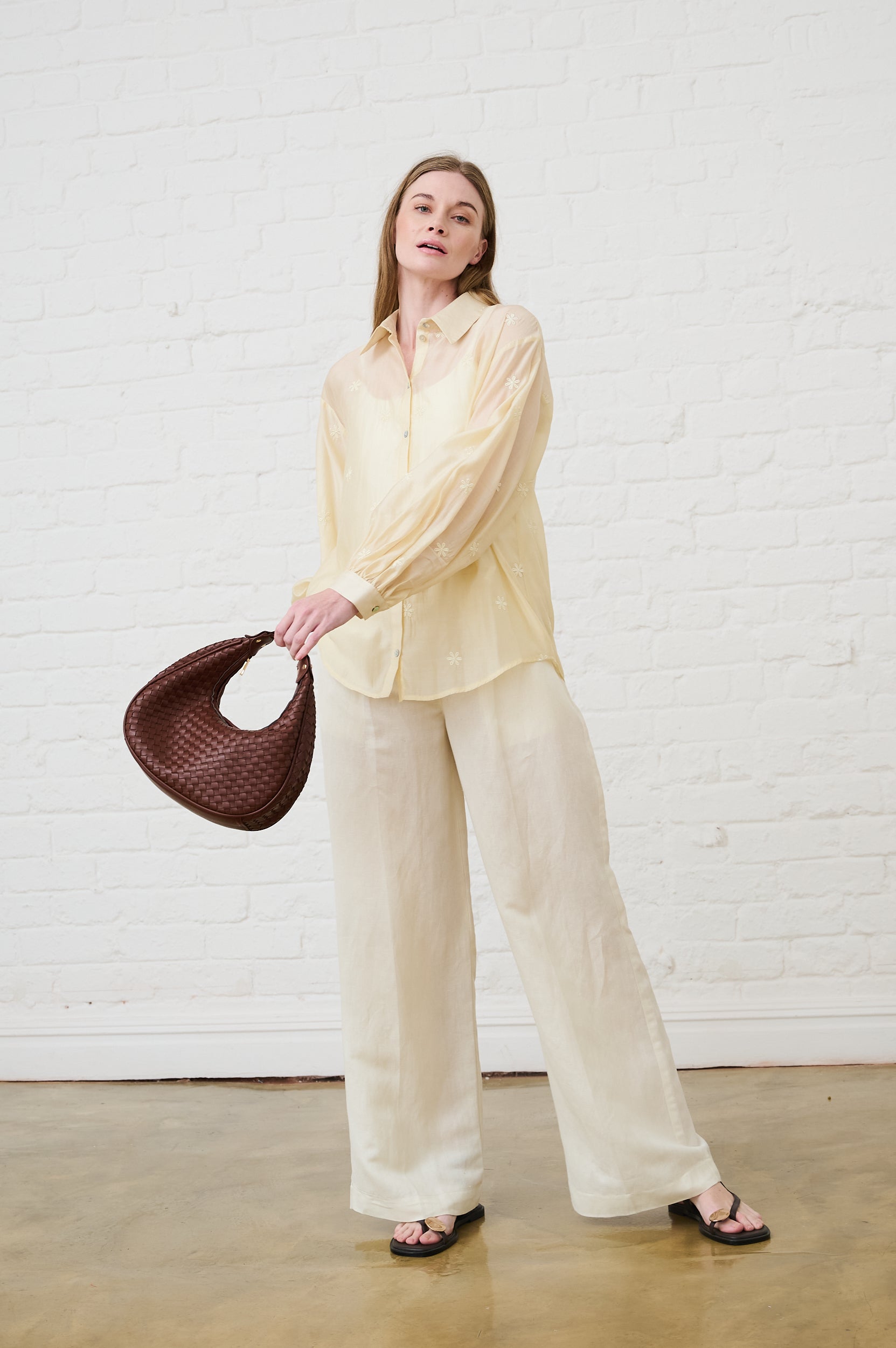 Bellow Sleeve Shirt in Butter Flower