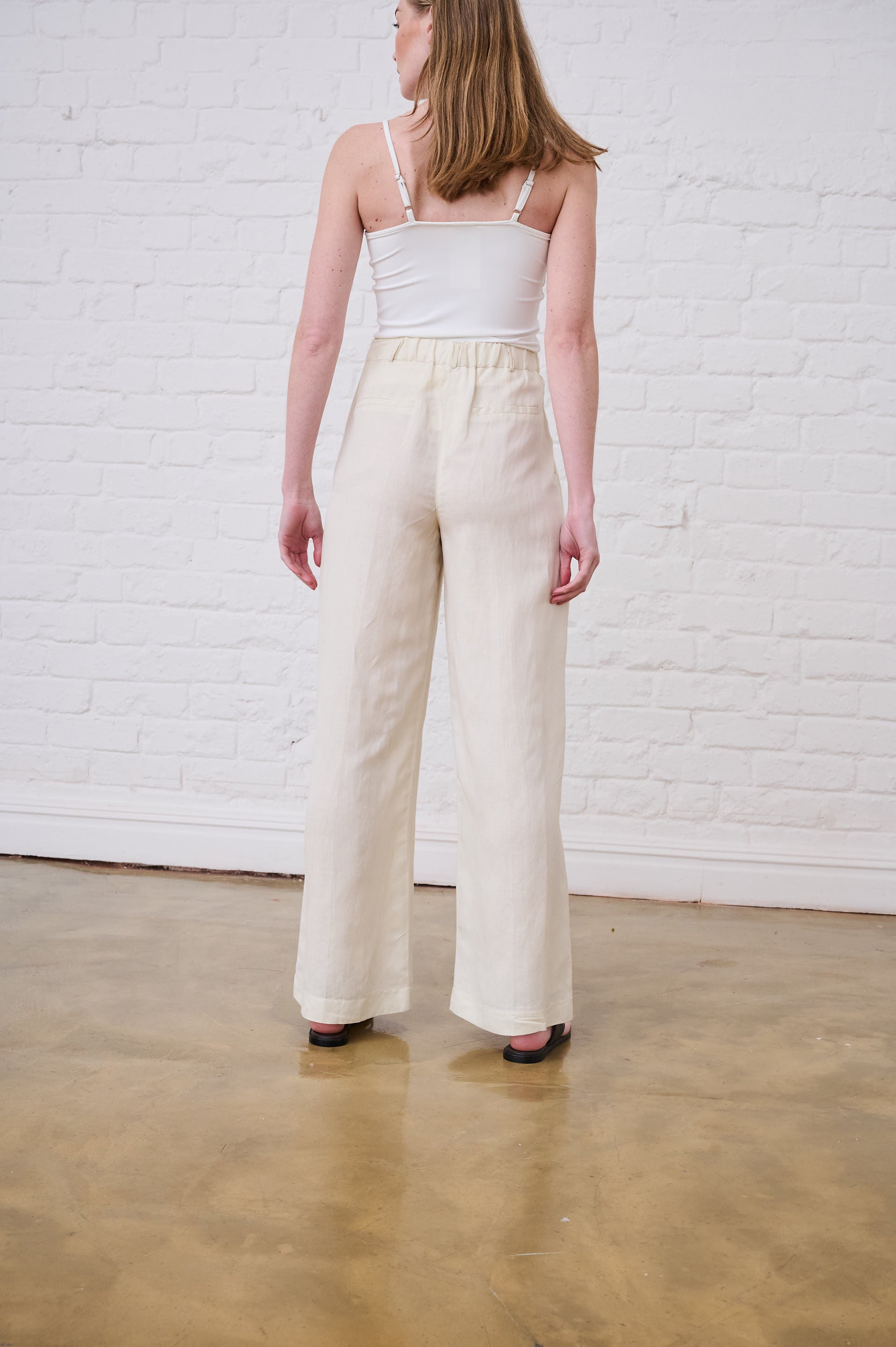 Linen Wide Leg Pants in Butter