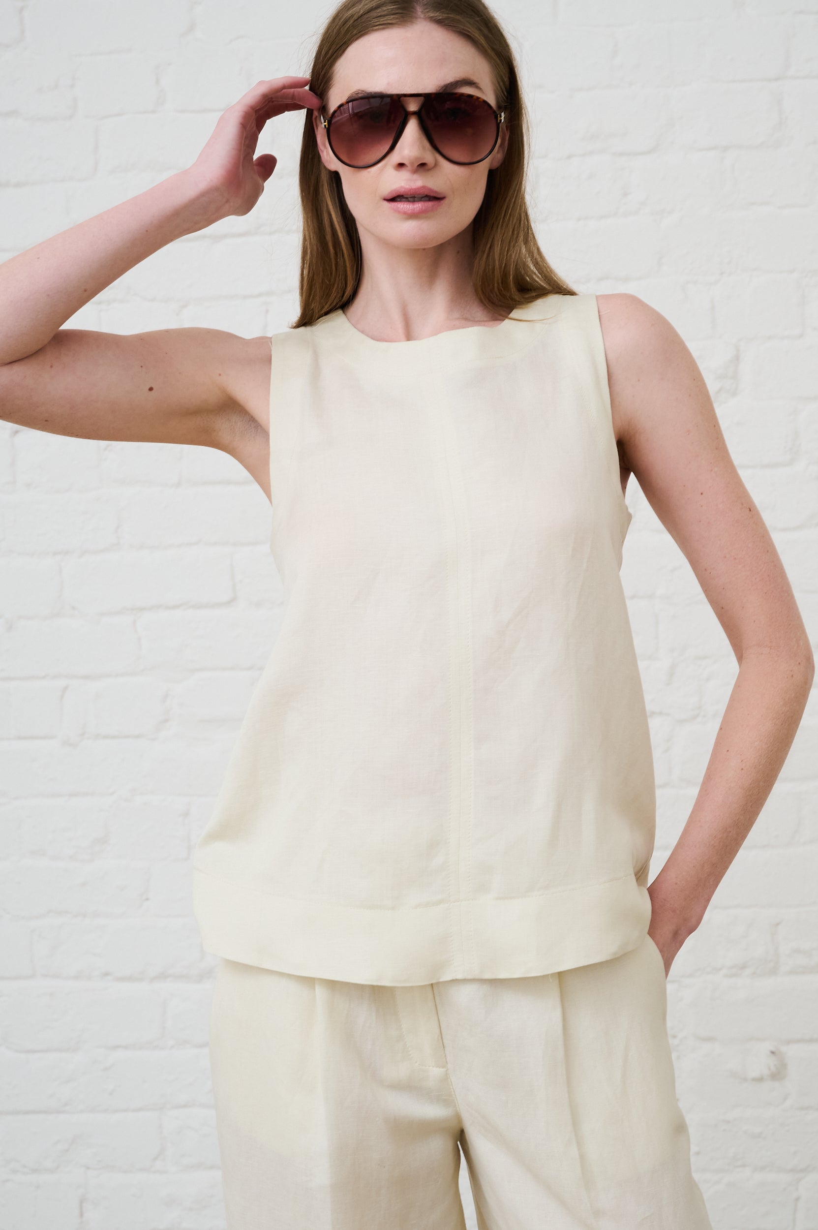 Sleeveless Shell Top in Butter