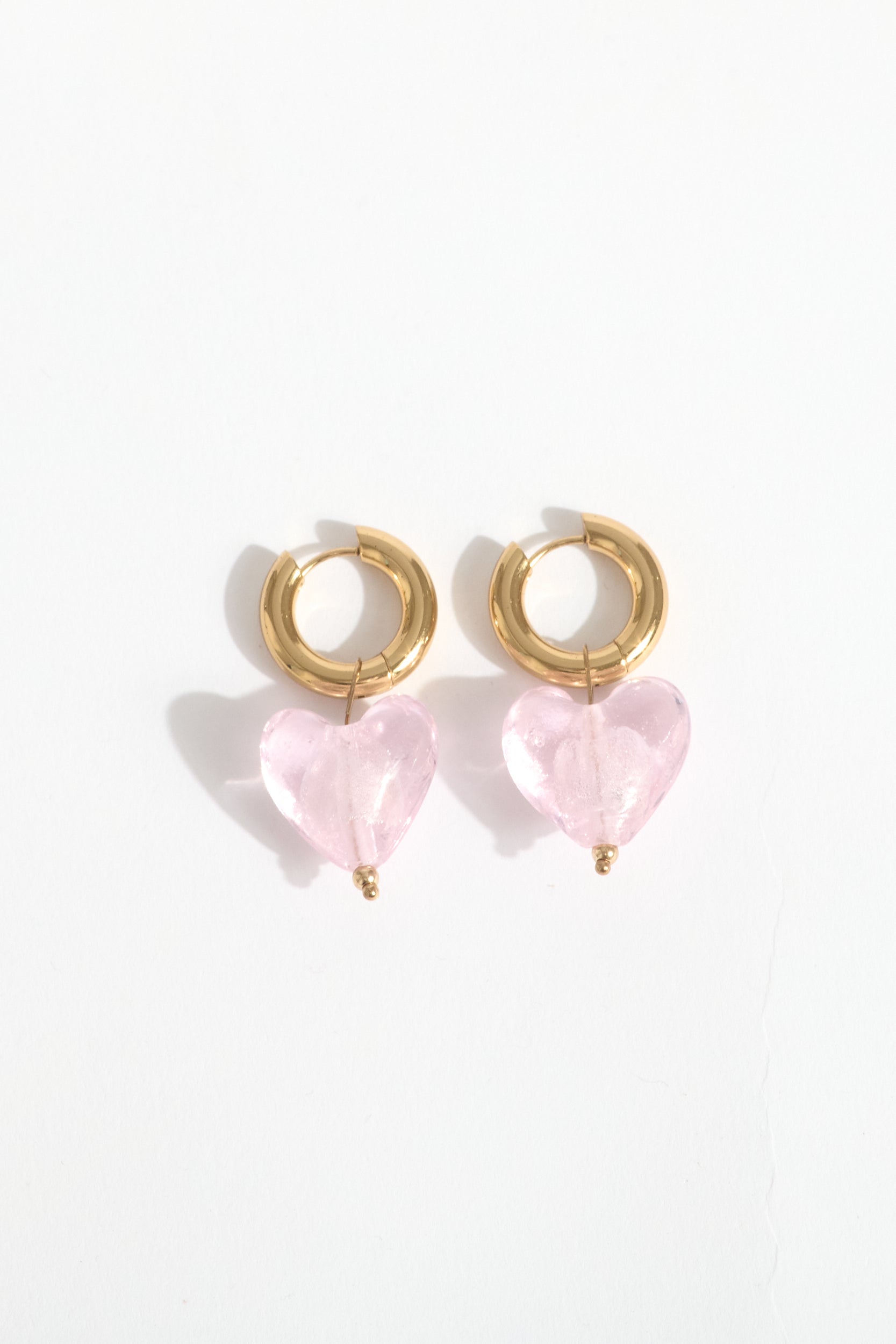 Hoop Earrings with Pink Hearts