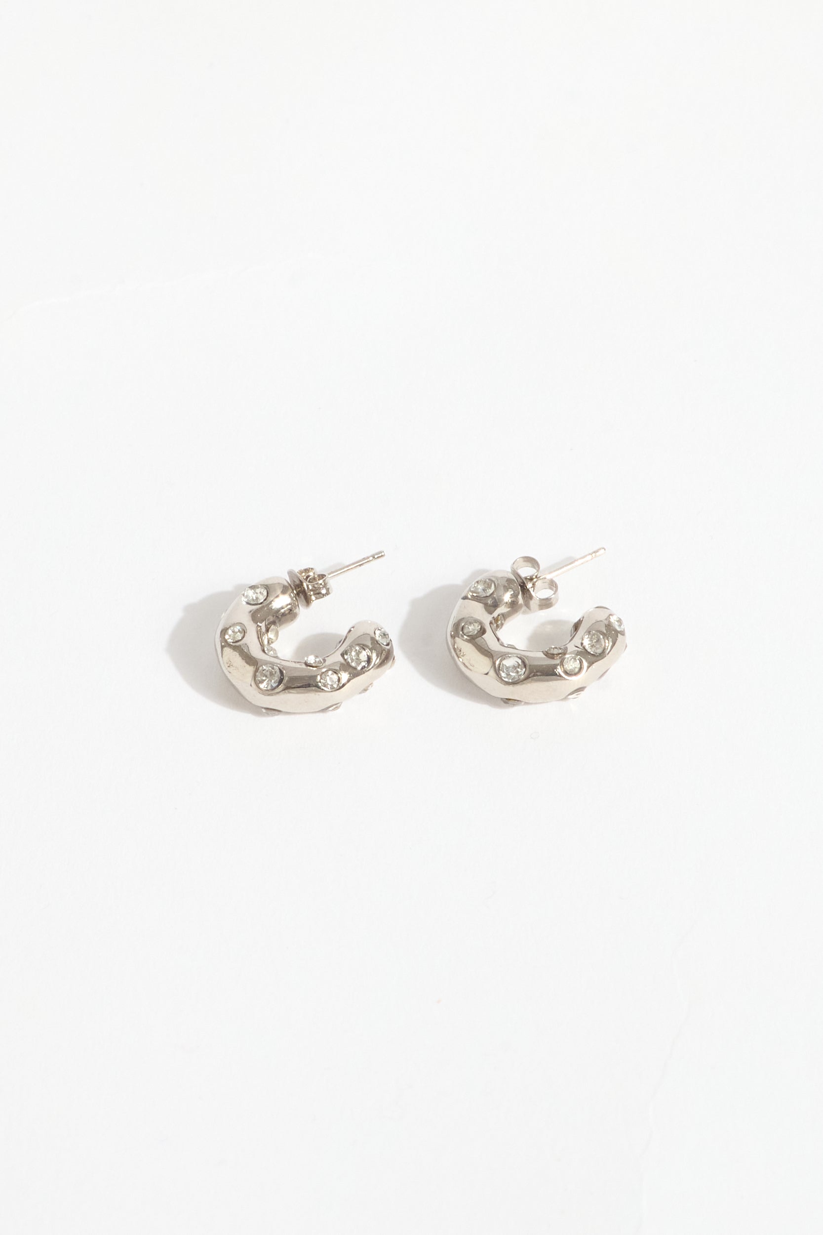 Organic Silver Diamante Earrings