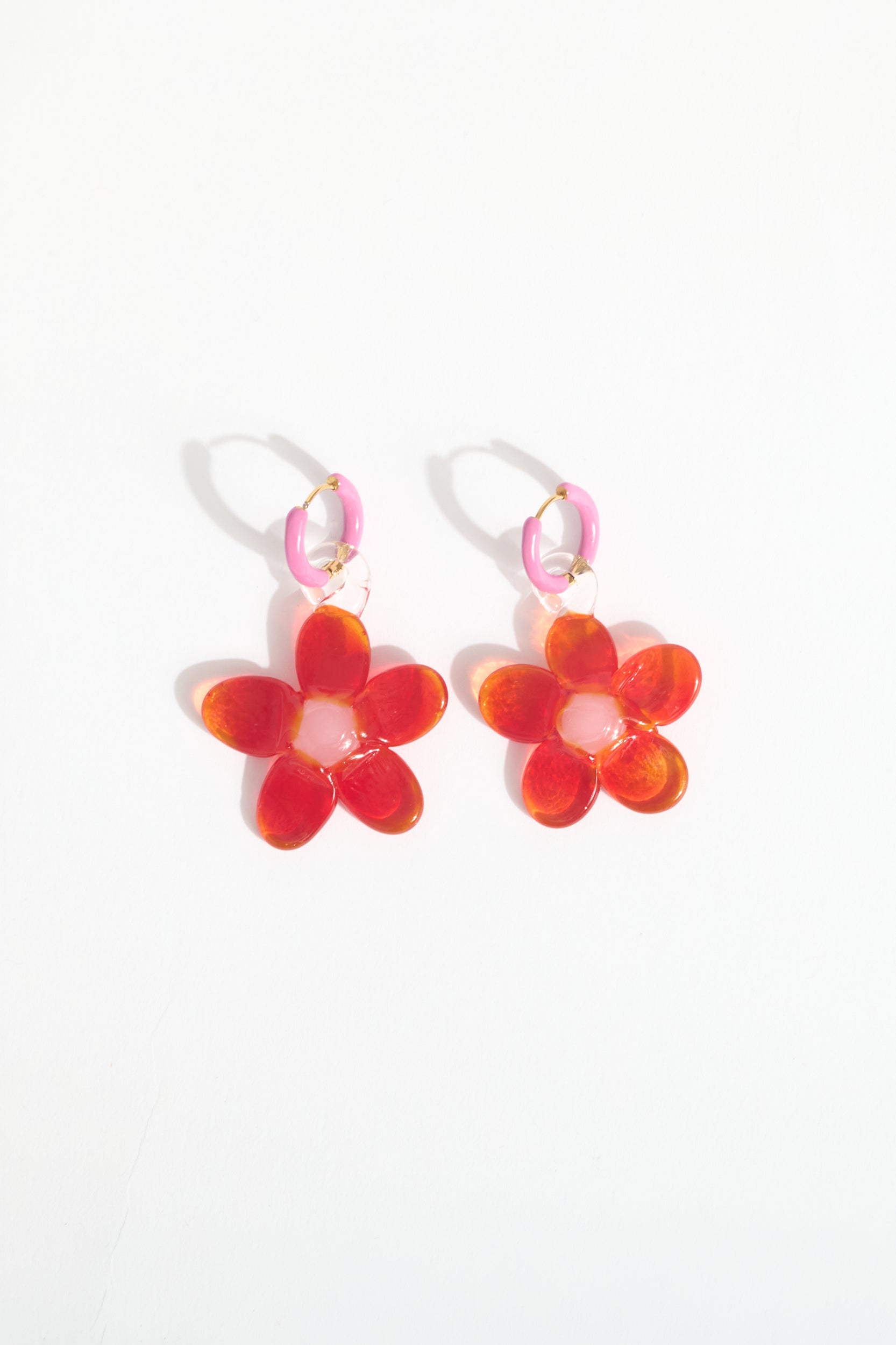 Glass Flower Hoop Earrings