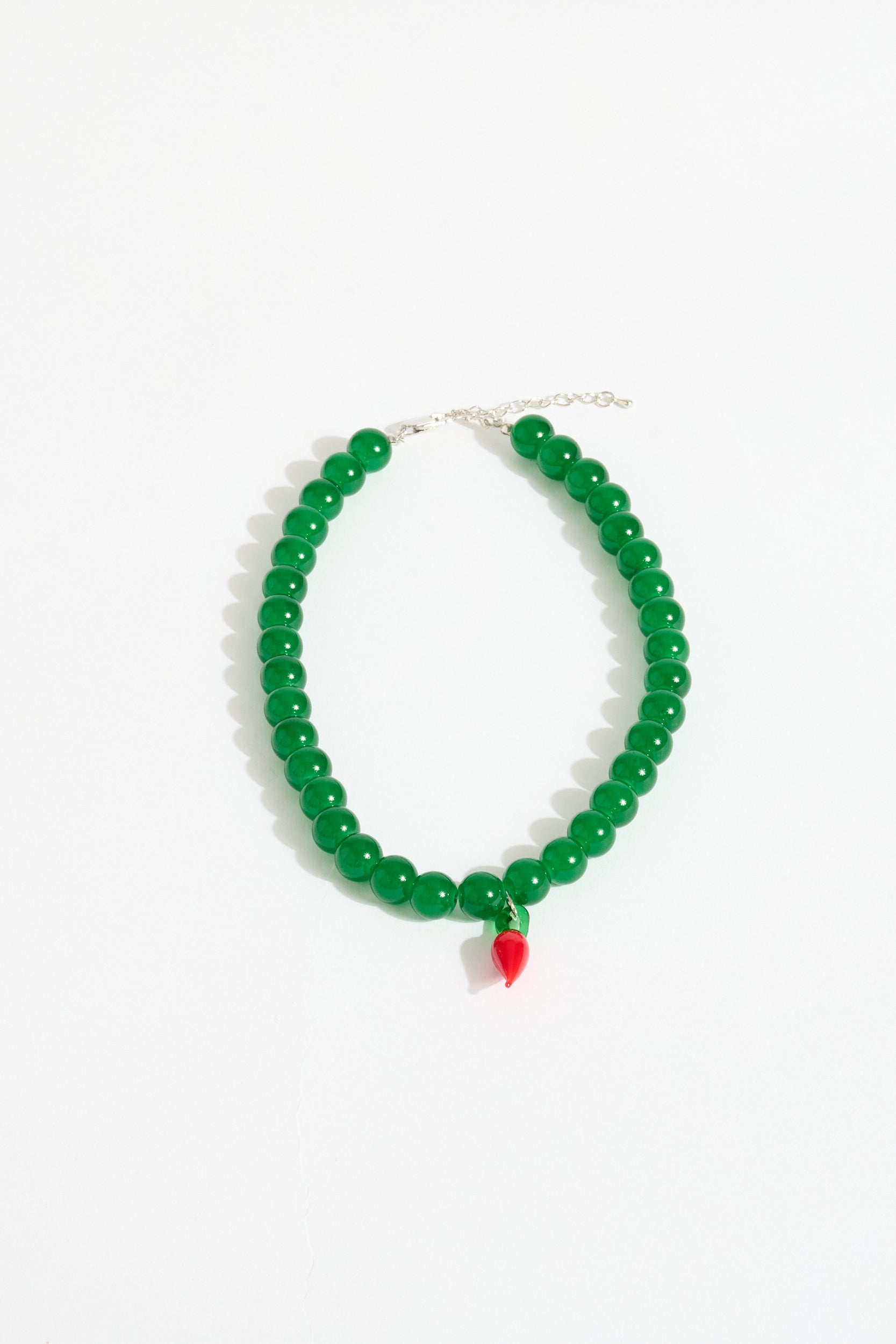 Glass Bead Necklace with Chilli Charm