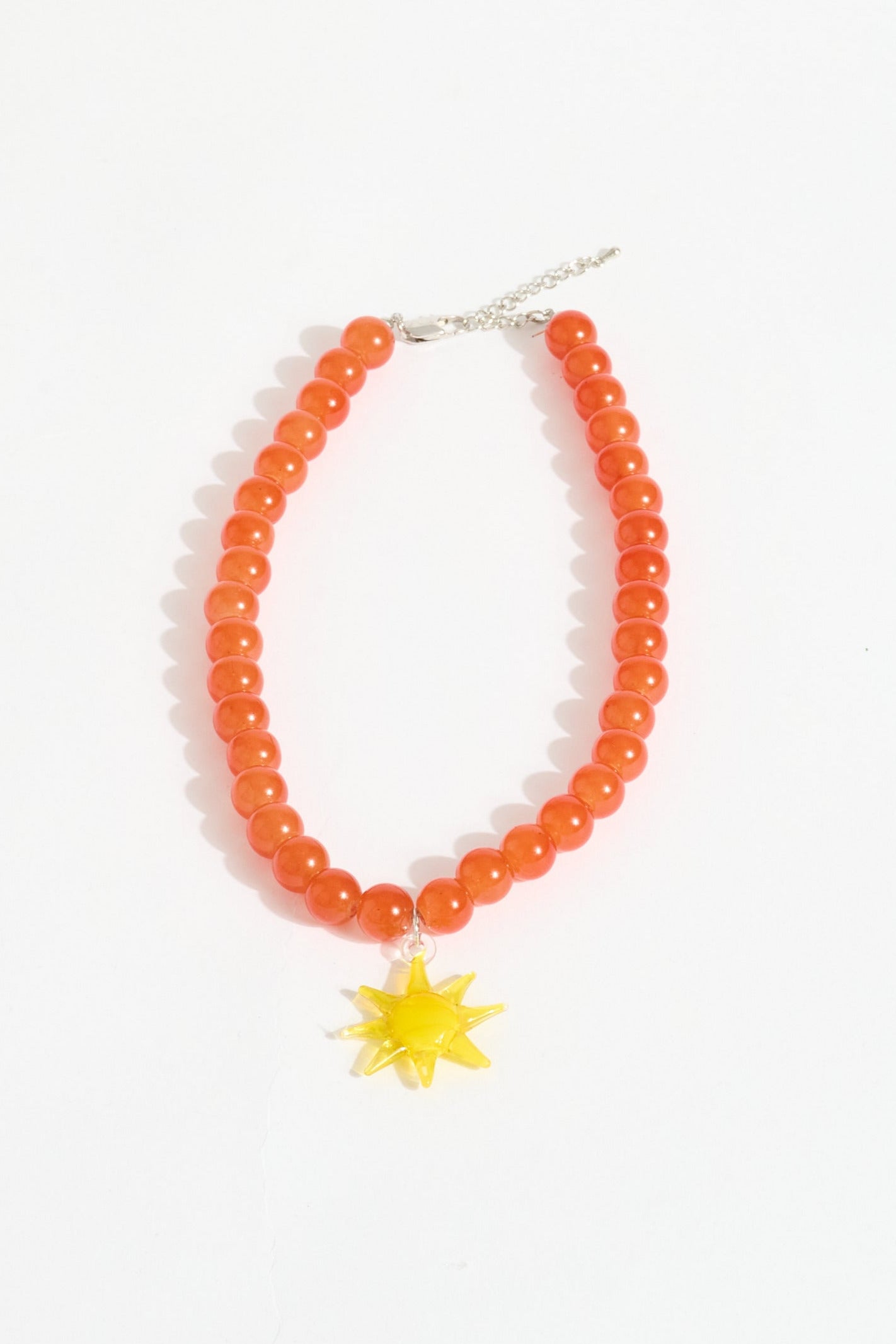Glass Bead Necklace with Sun Charm
