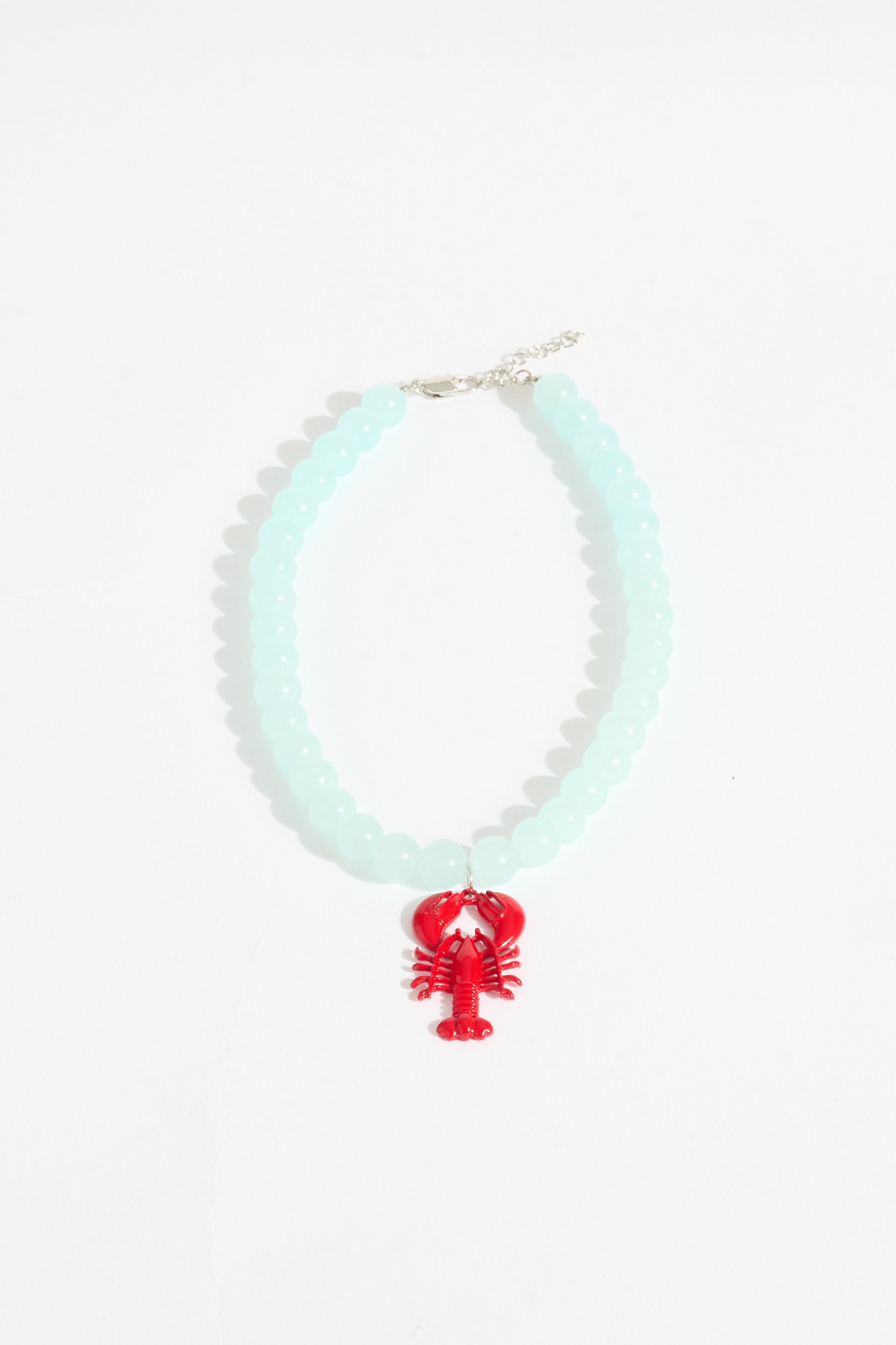 Glass Bead Necklace with Lobster Charm