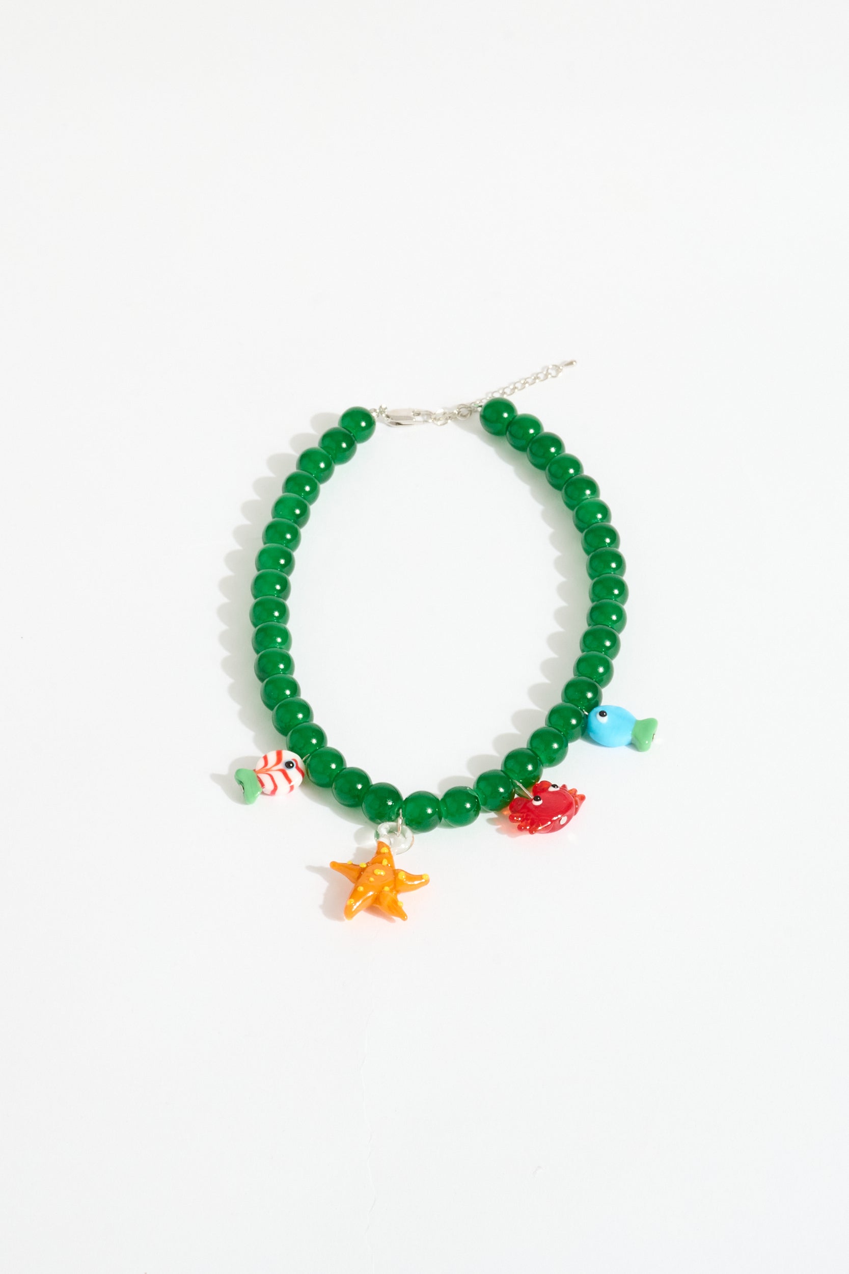Glass Bead Necklace with Ocean Charms