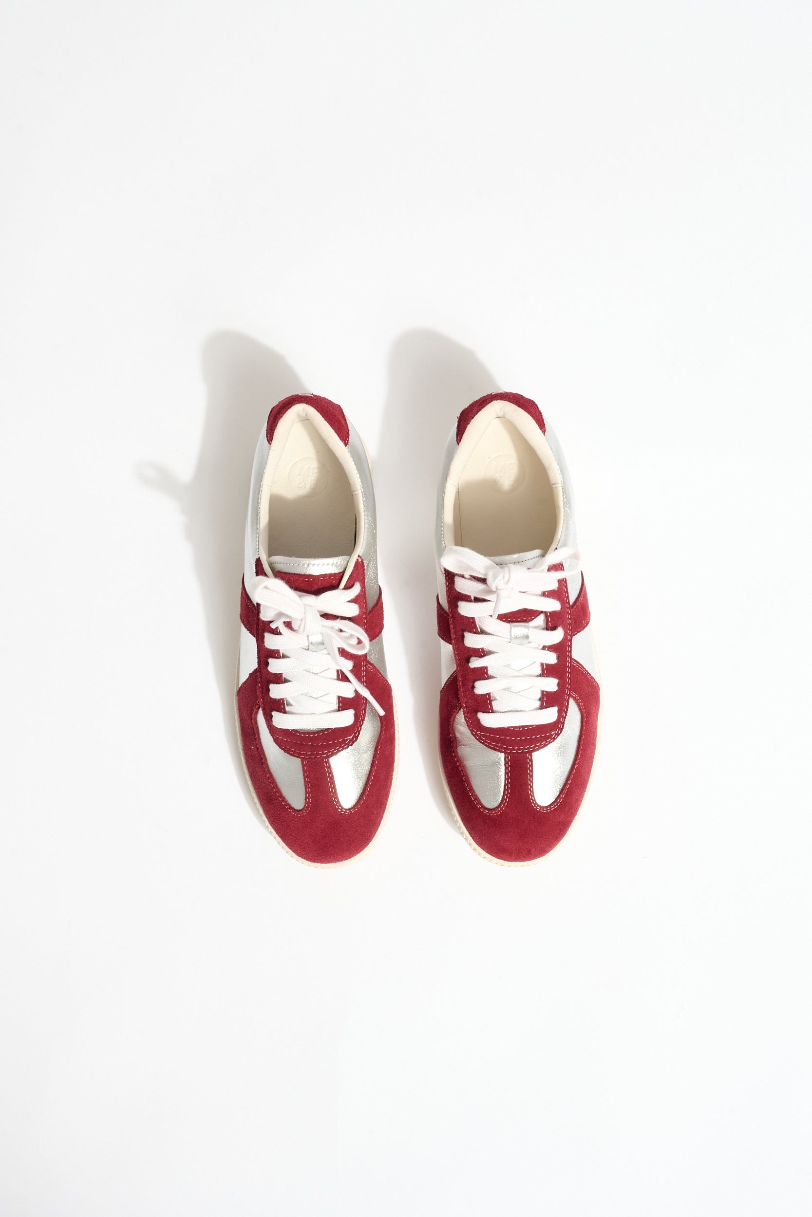 Contrast Sneaker in Burgundy/Silver