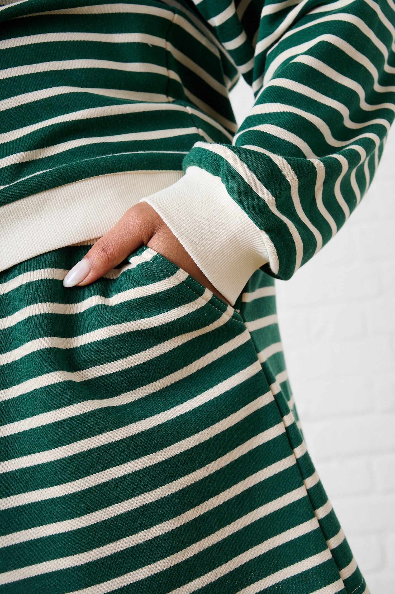 Striped Knit Shorts in Green/Milk