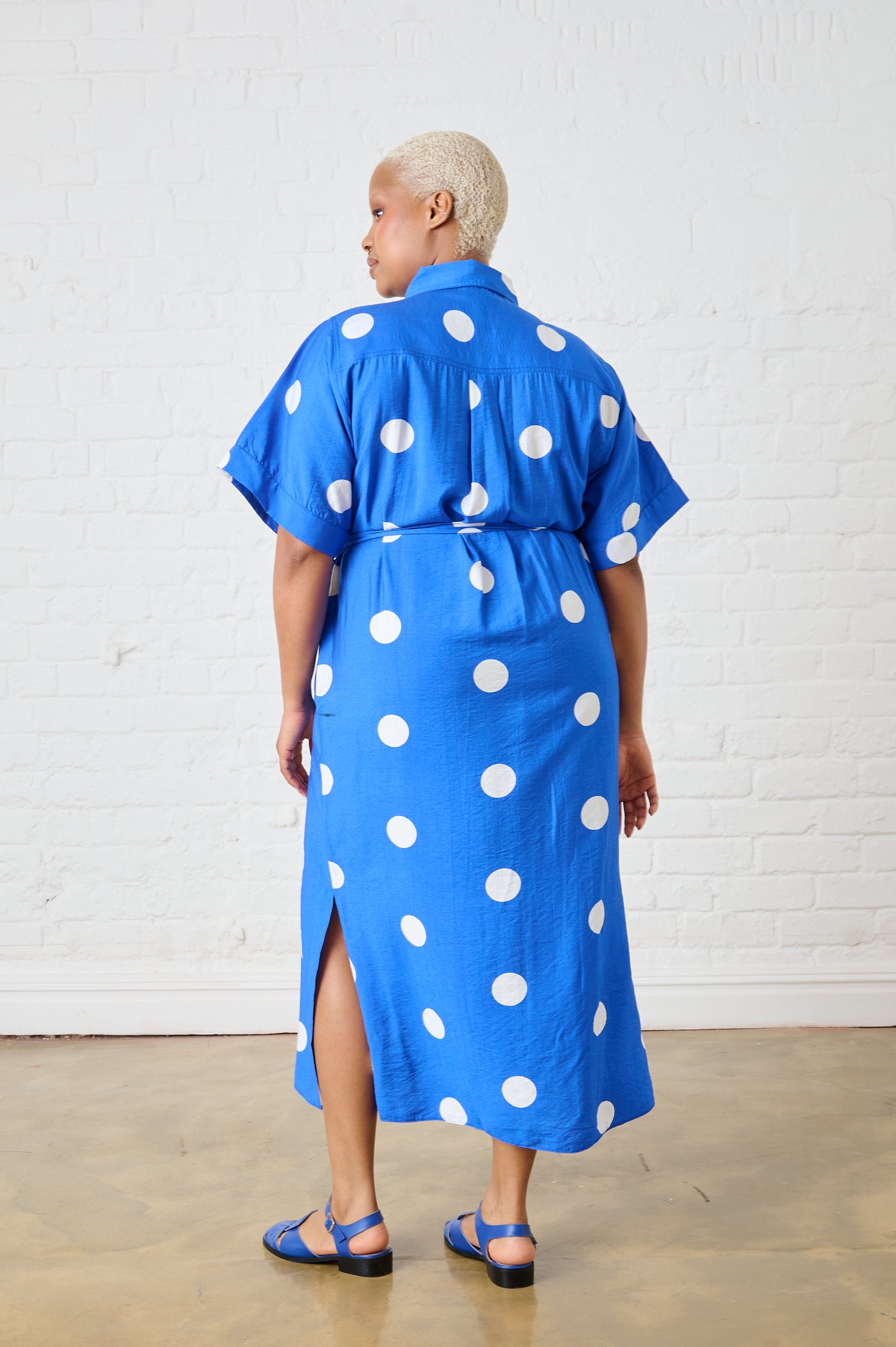 Maxi Shirtdress in Cobalt Spot