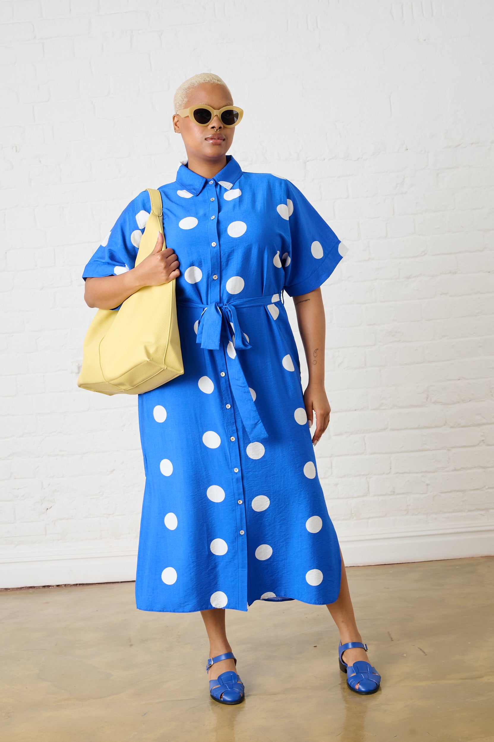 Maxi Shirtdress in Cobalt Spot