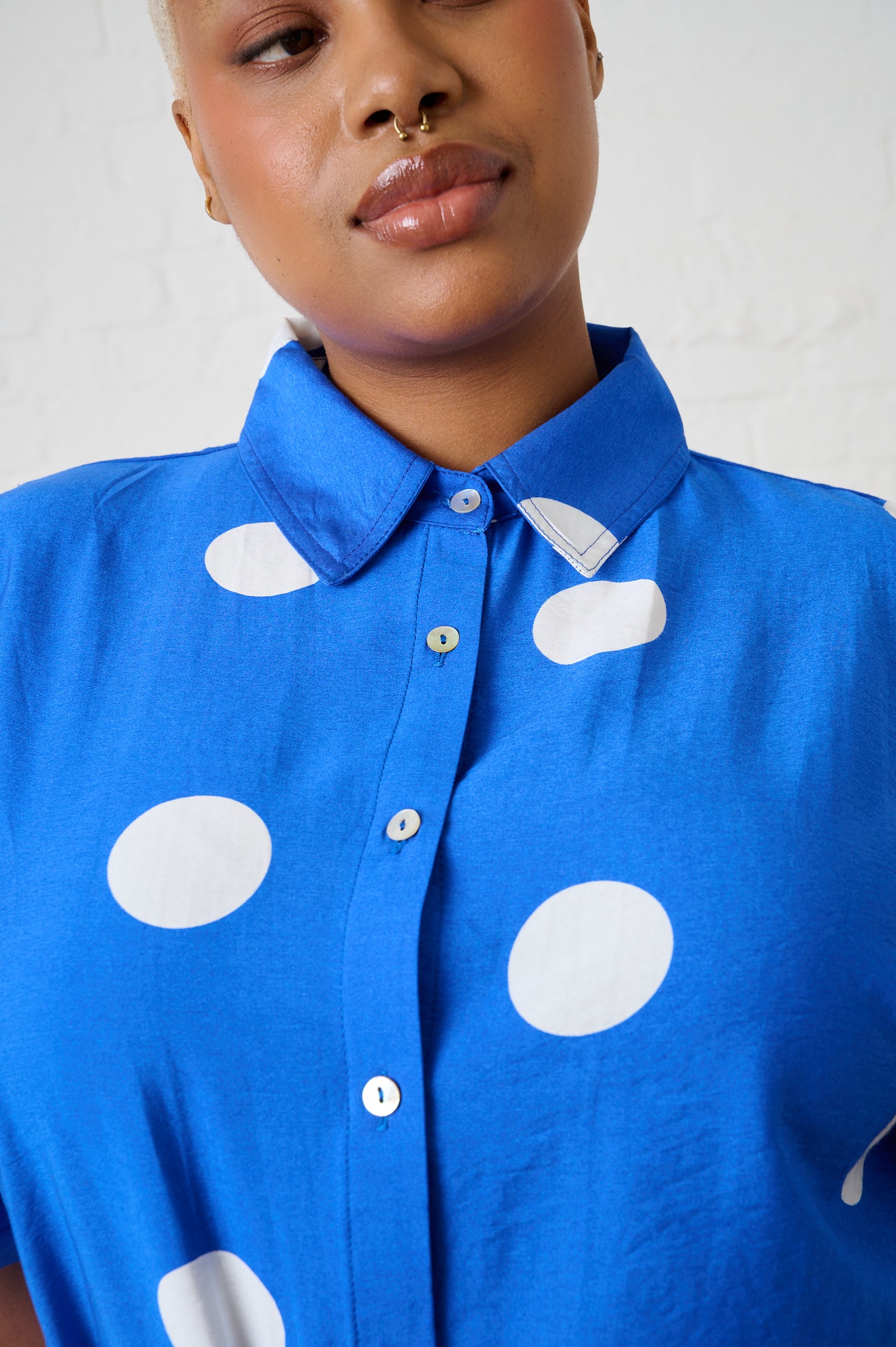 Maxi Shirtdress in Cobalt Spot