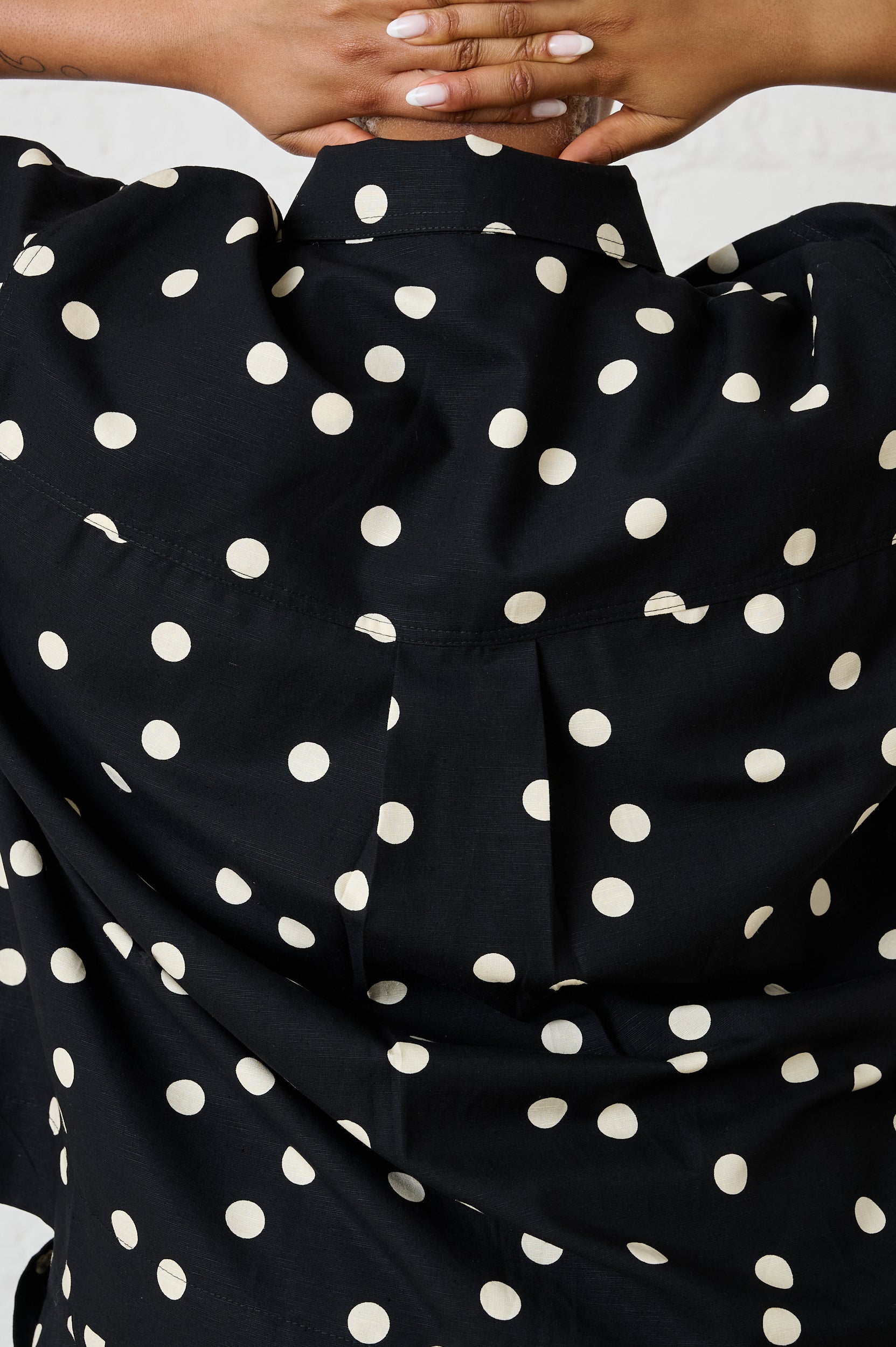 Tencel Twill Boxy Shirt in Black Spot