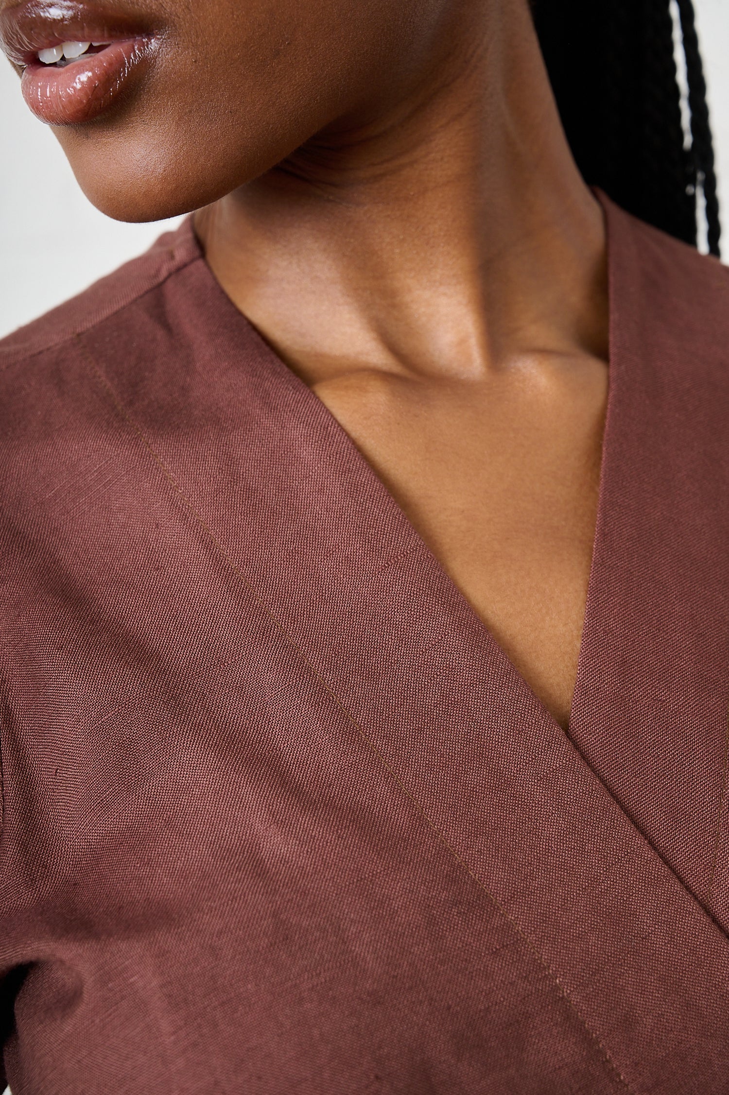 Cocoa Shell Linen Wrap Dress