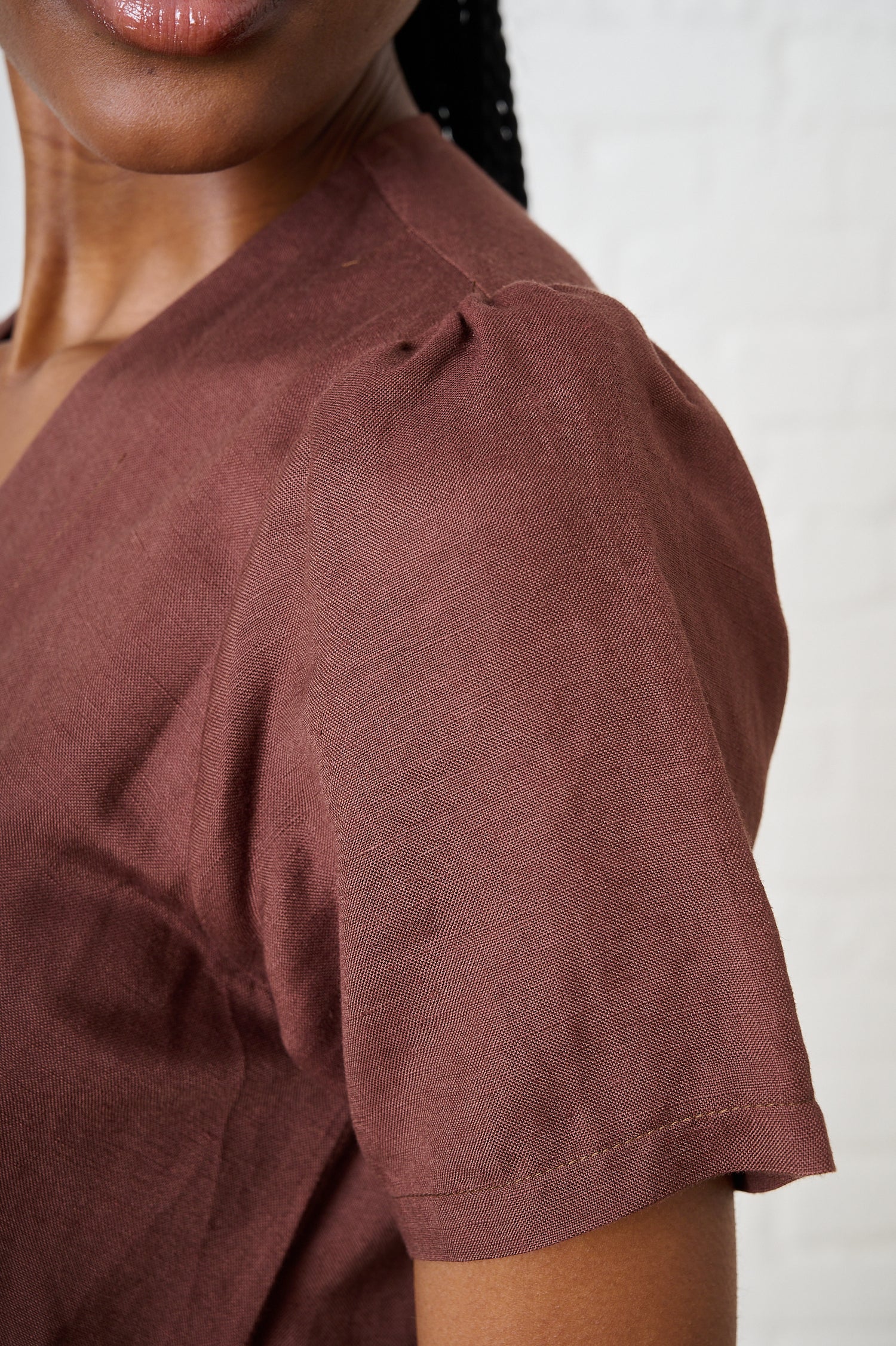 Cocoa Shell Linen Wrap Dress
