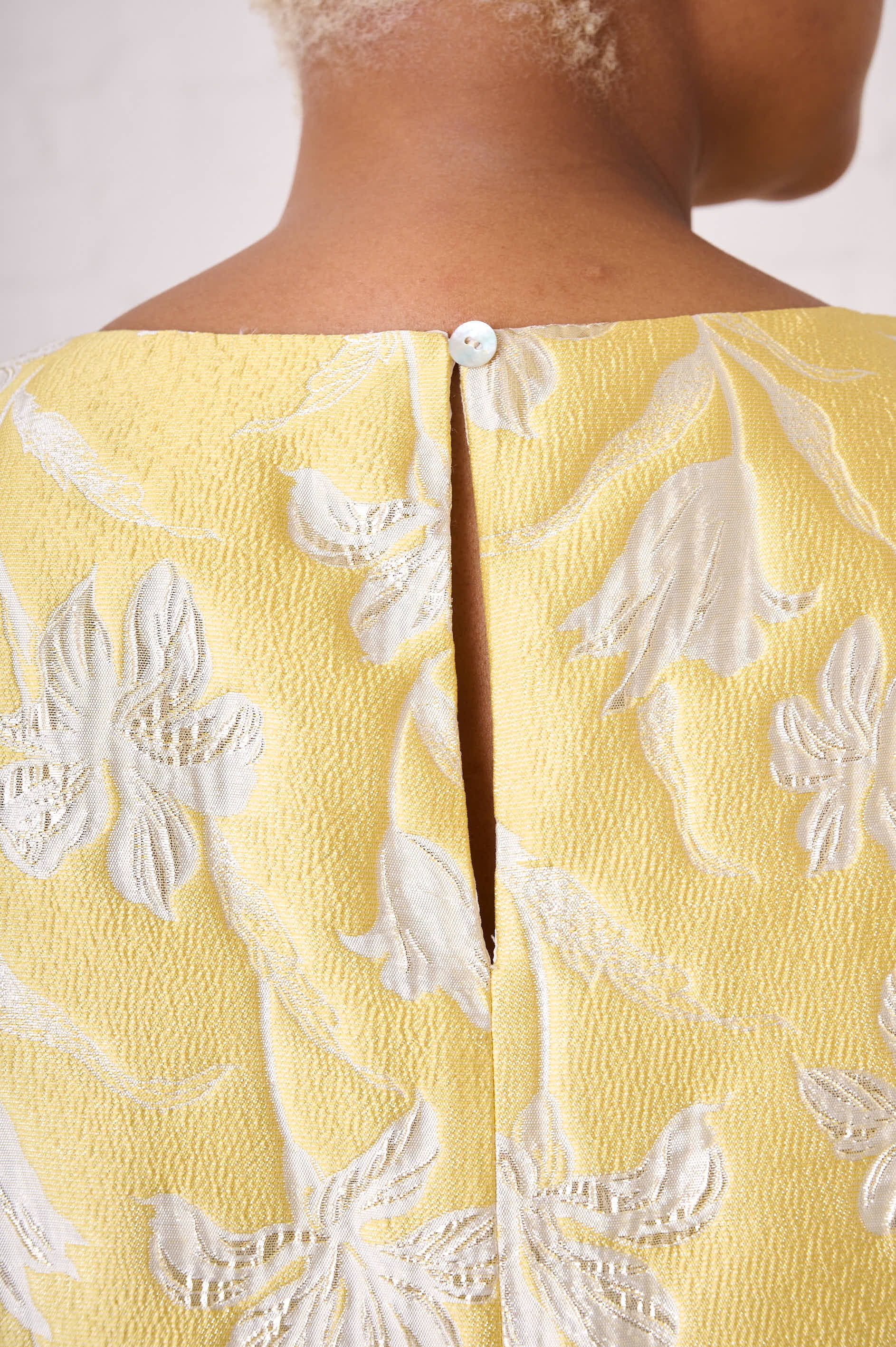 Yellow Brocade Swing Dress