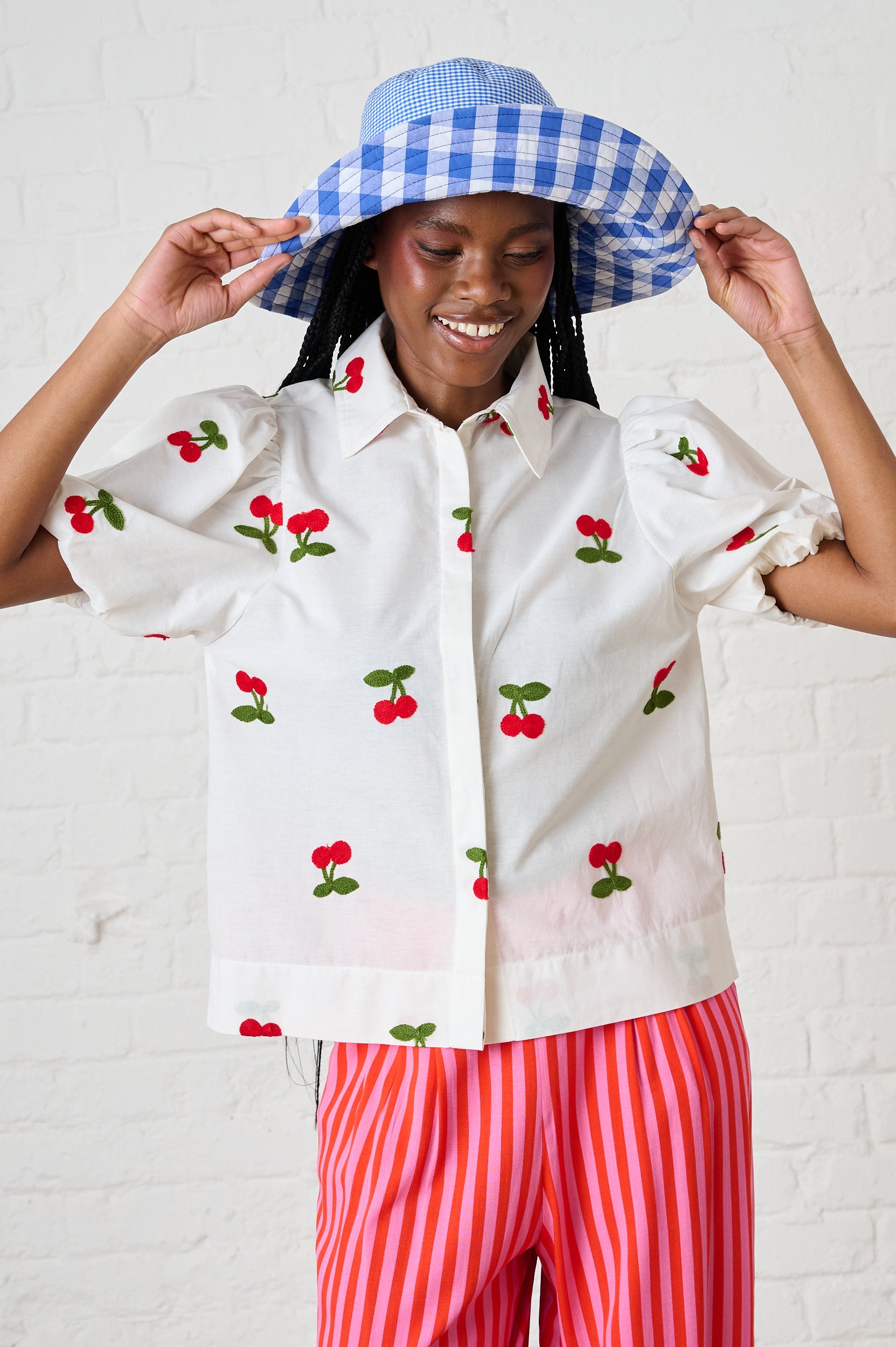 Balloon Sleeve Shirt in Cherry