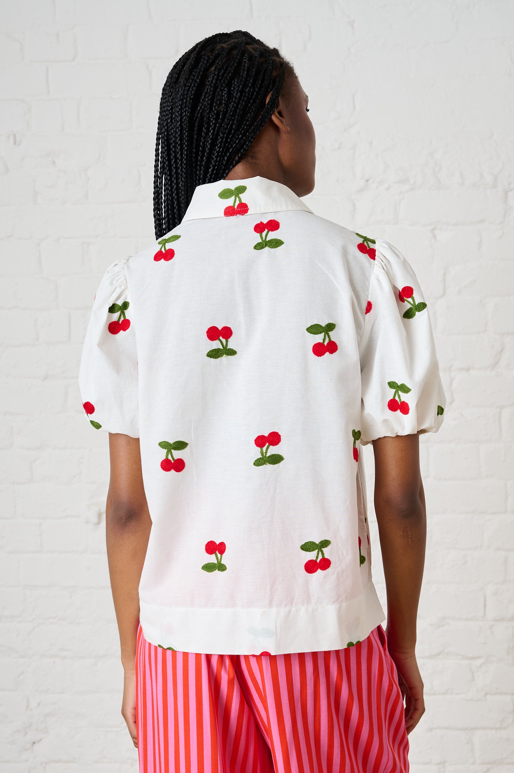 Balloon Sleeve Shirt in Cherry