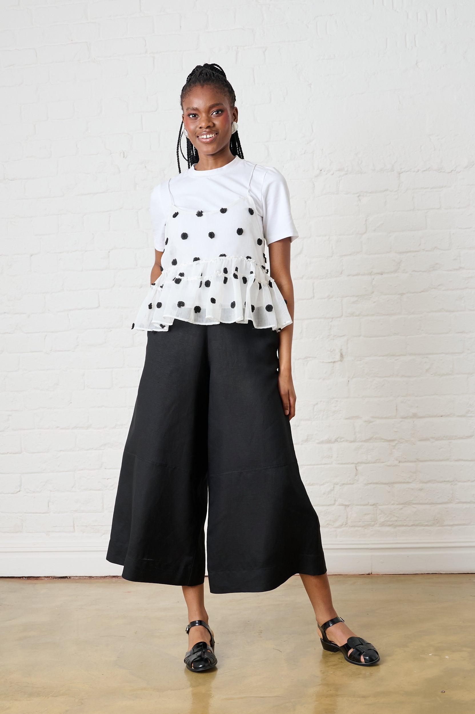 Tulle Overlay T-shirt in Black Spot