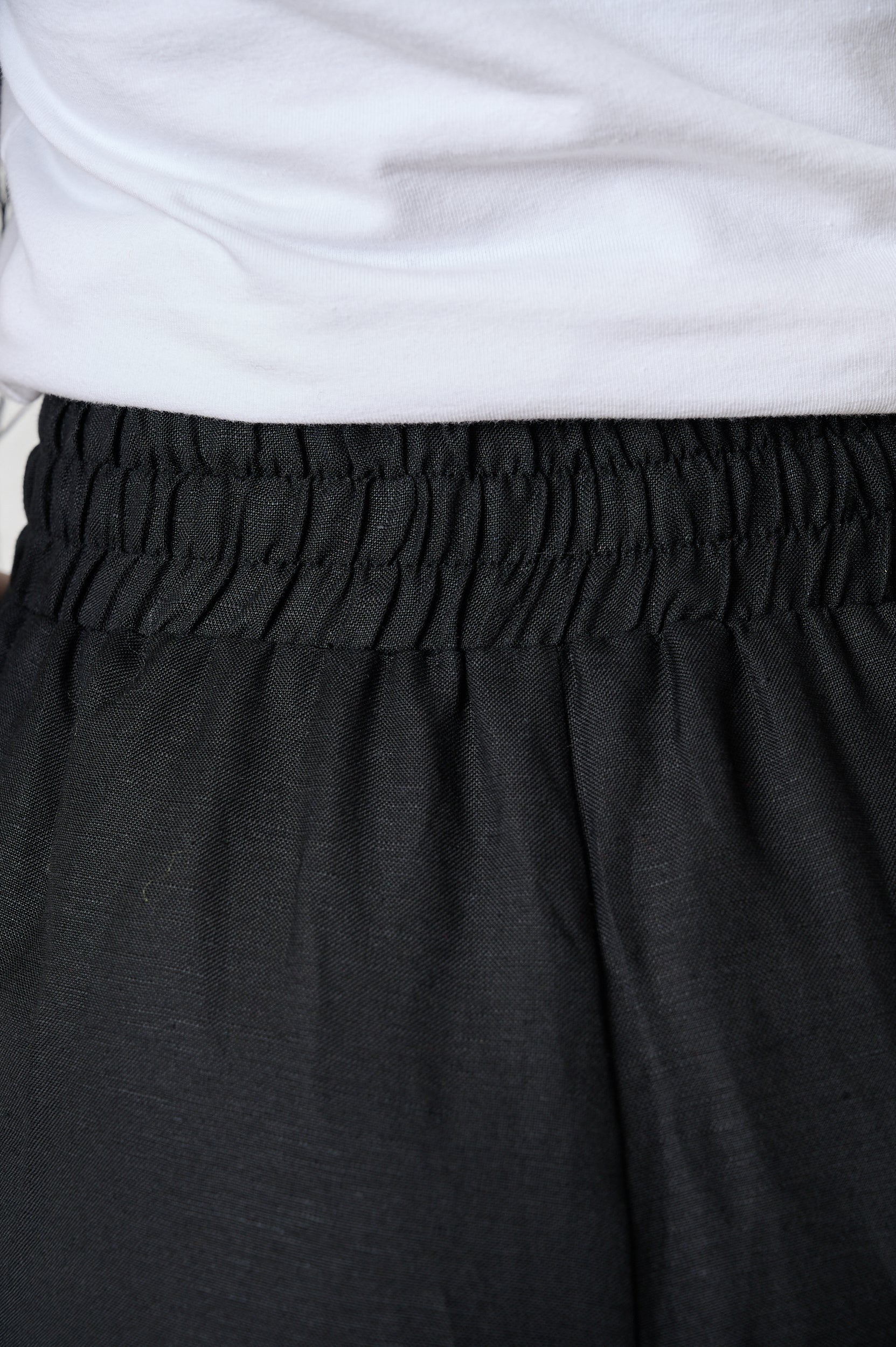 Linen Wide Leg Crop in Black