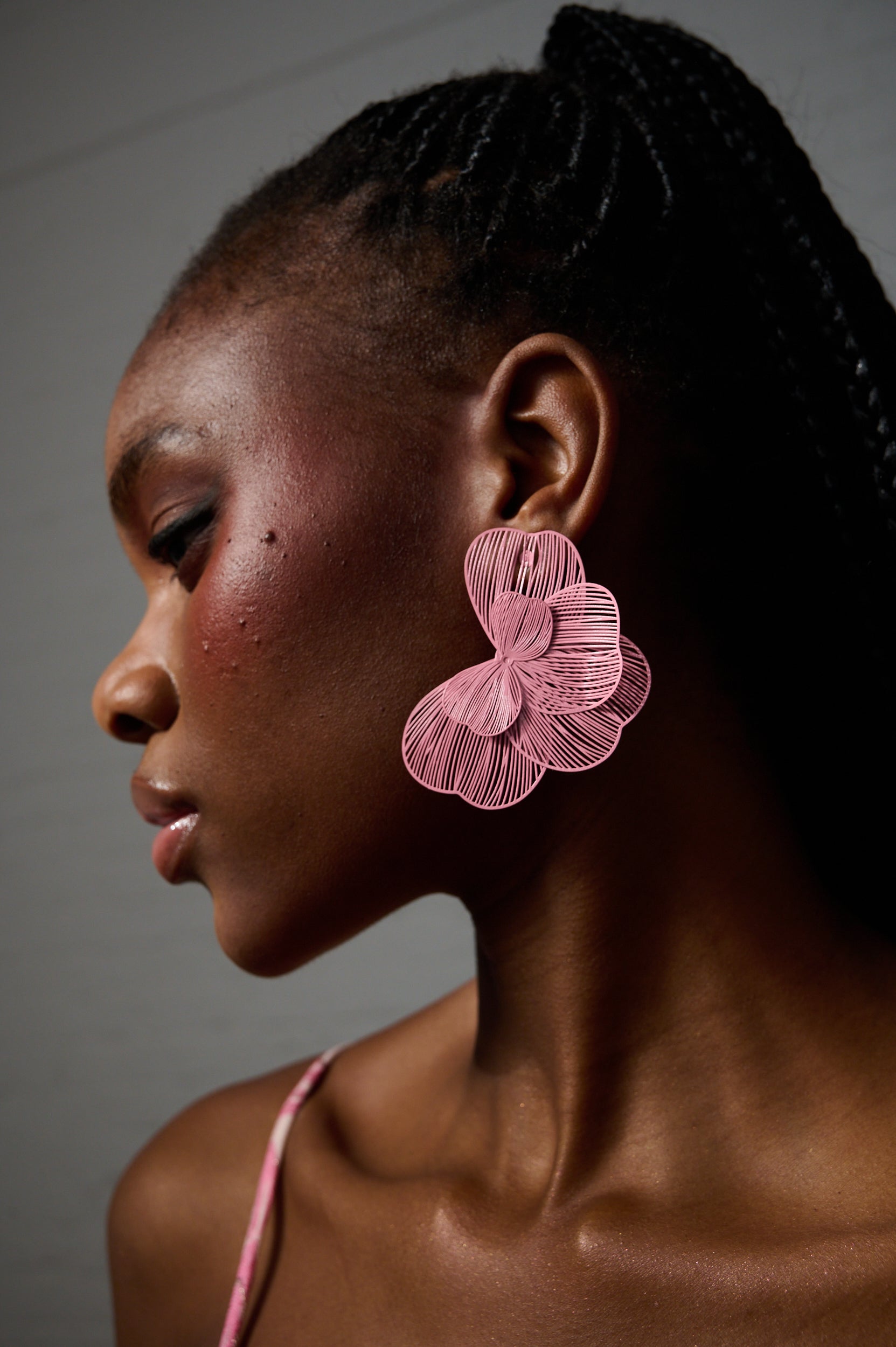 Flower Petal Earrings in Soft Pink