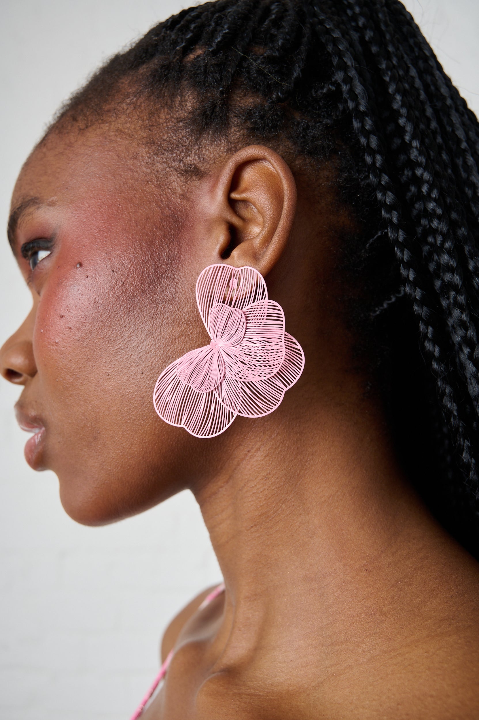 Flower Petal Earrings in Soft Pink