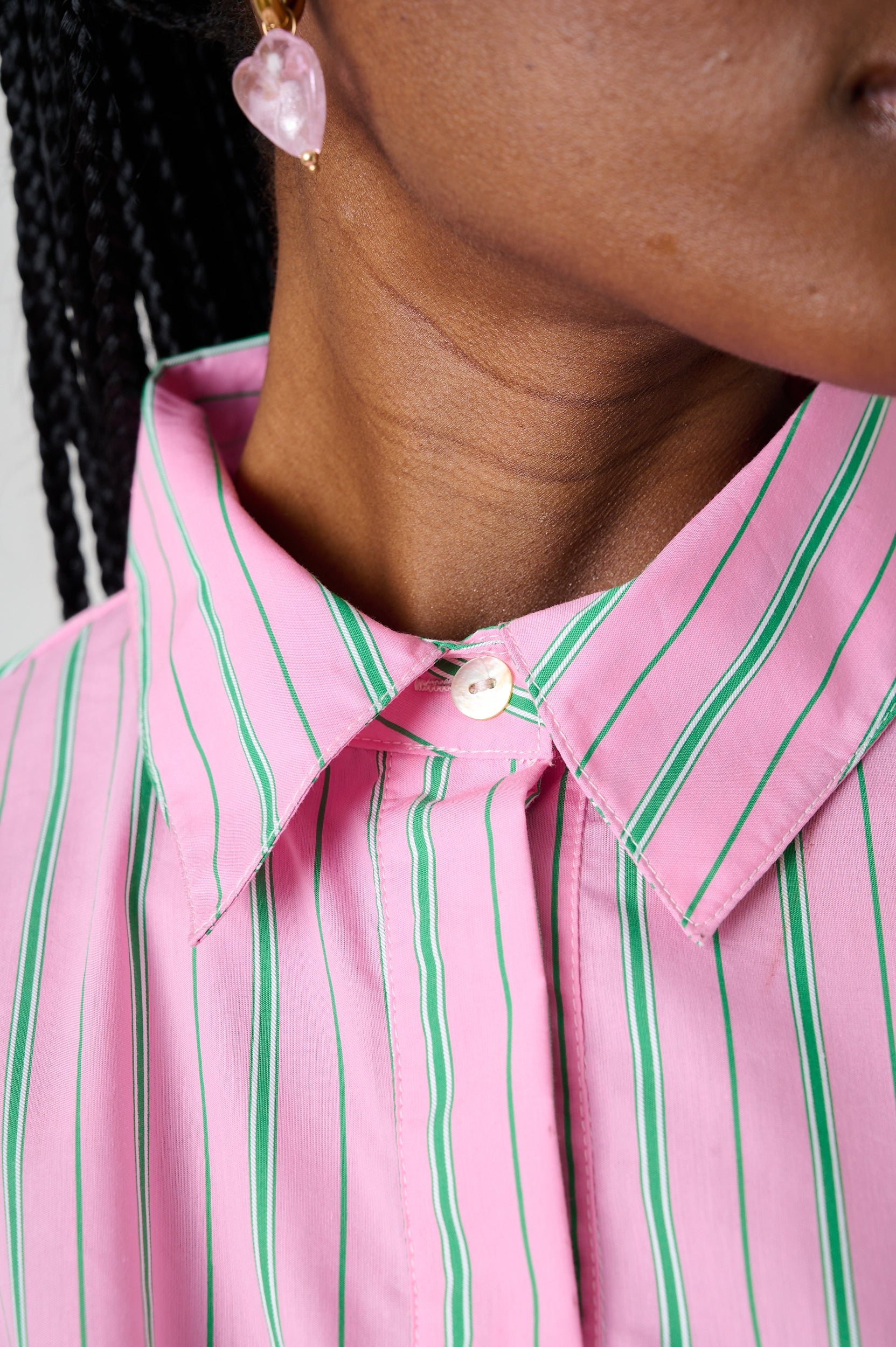 Cotton Boxy in Pink/Green Stripe