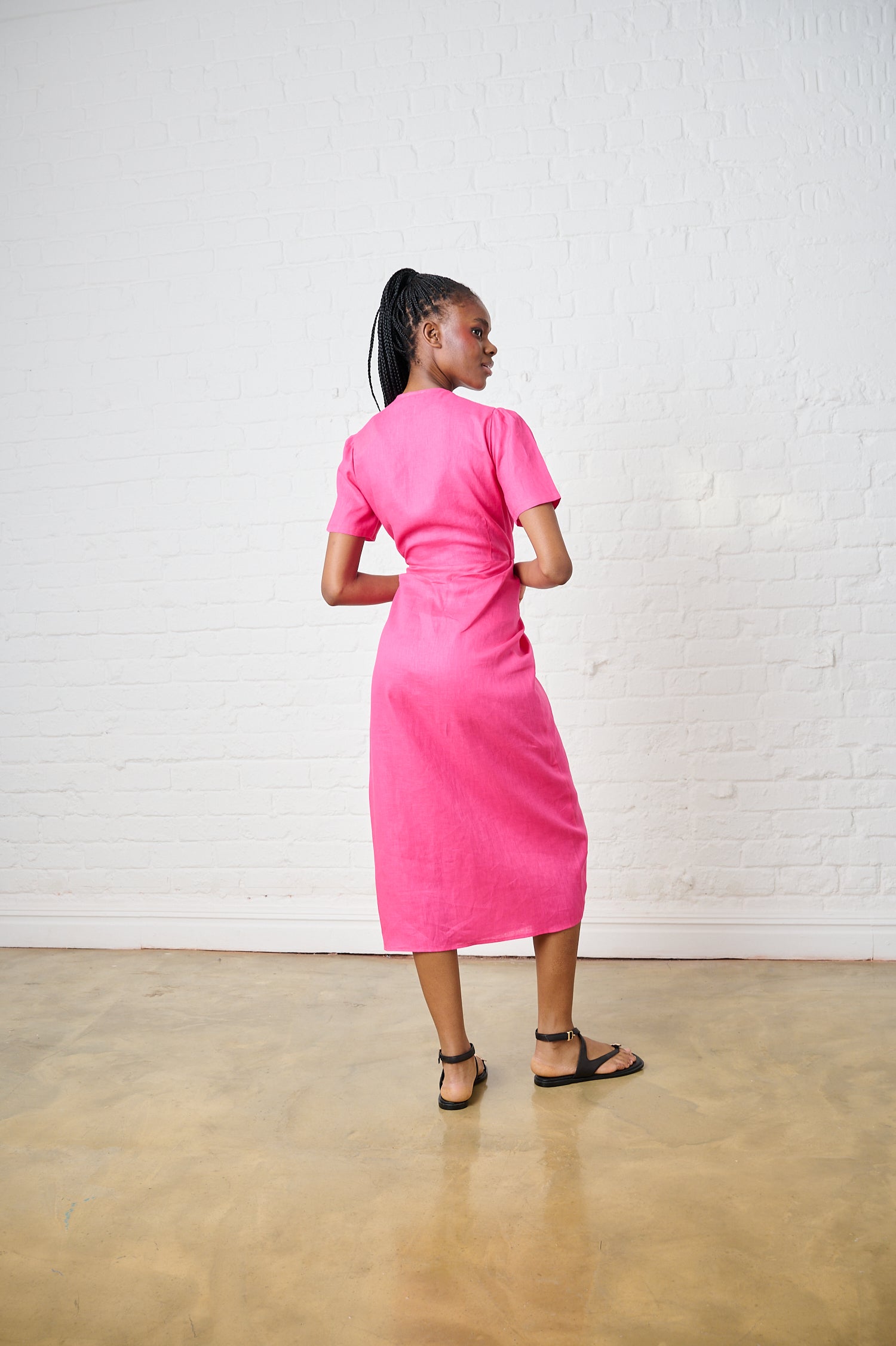 Pink Tide Linen Wrap Dress