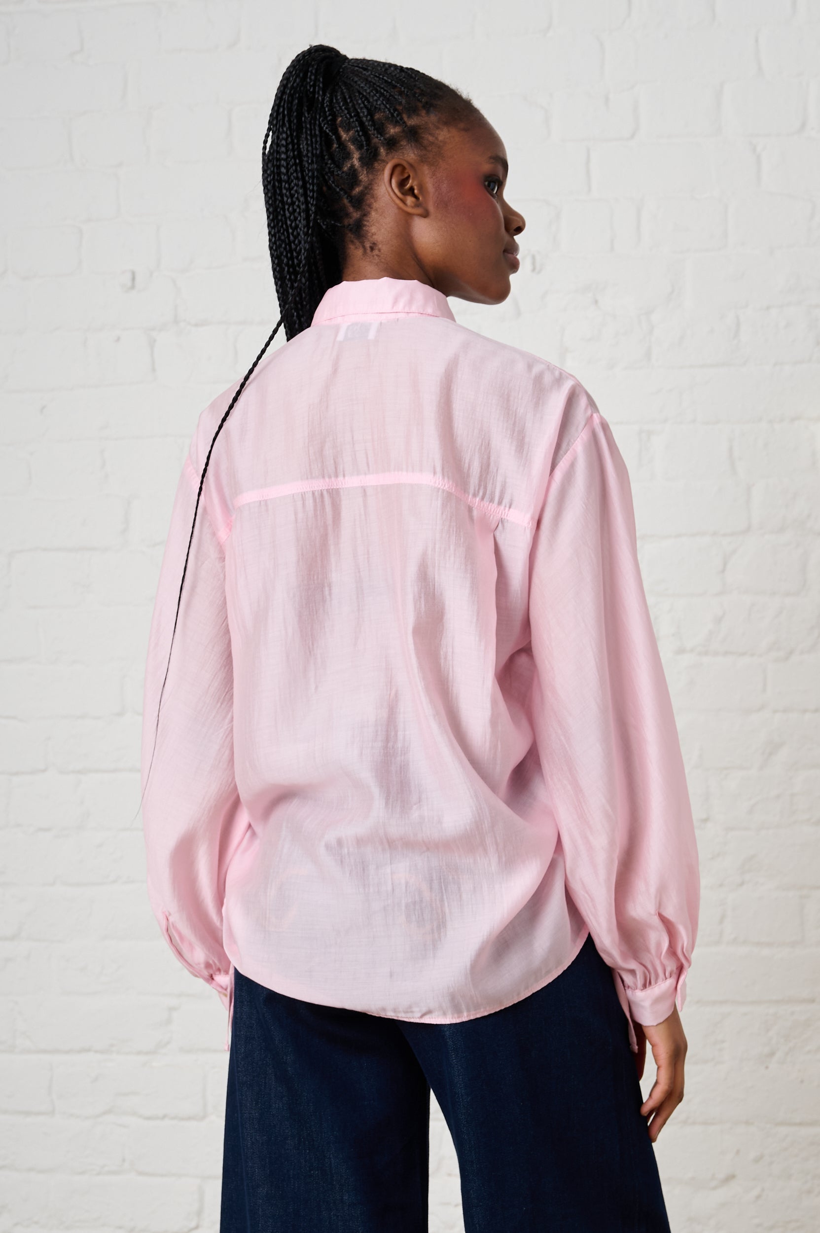 Bellow Sleeve Drawstring Shirt in Soft Pink