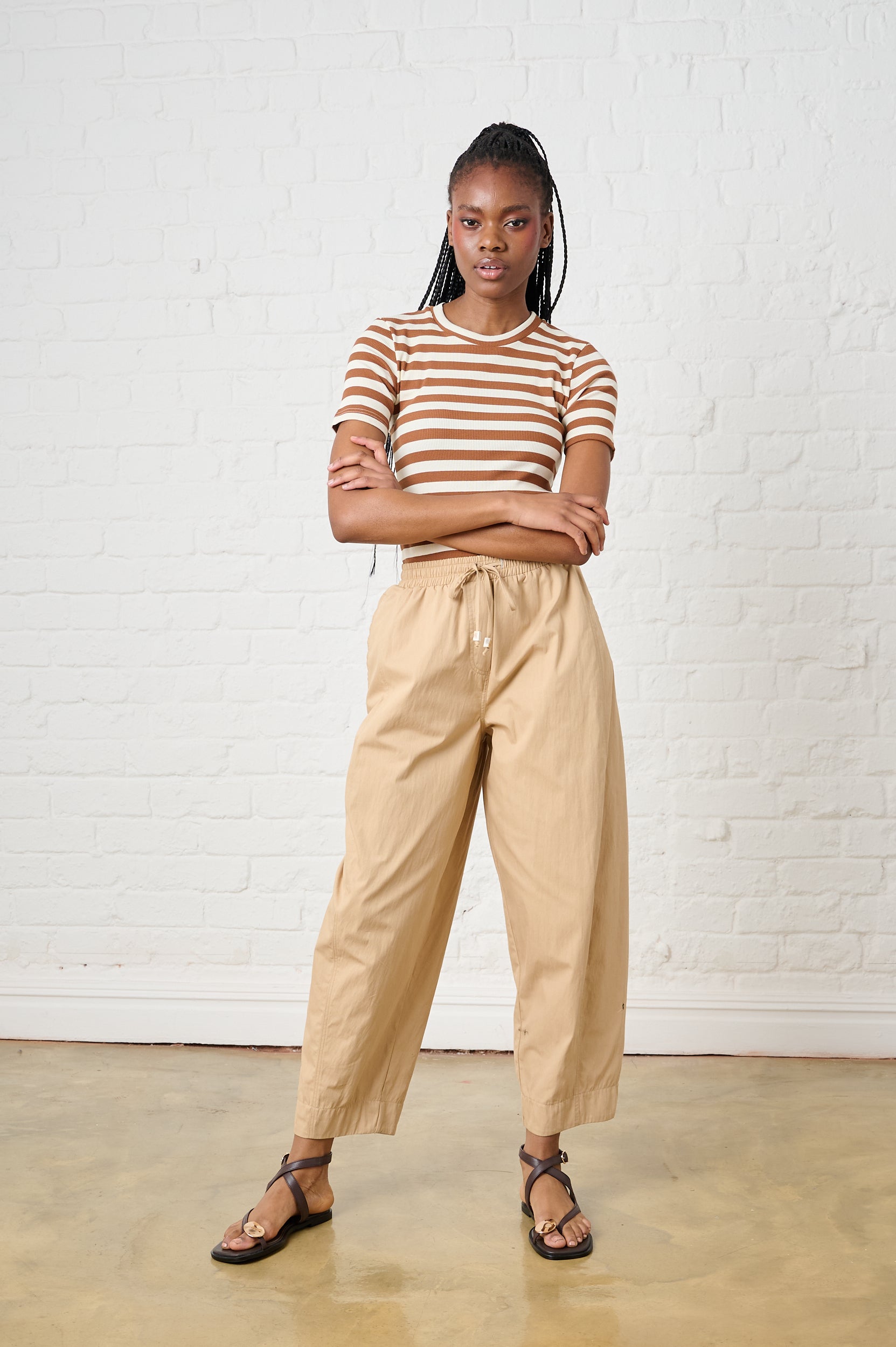 Barrel Leg Pants in Natural
