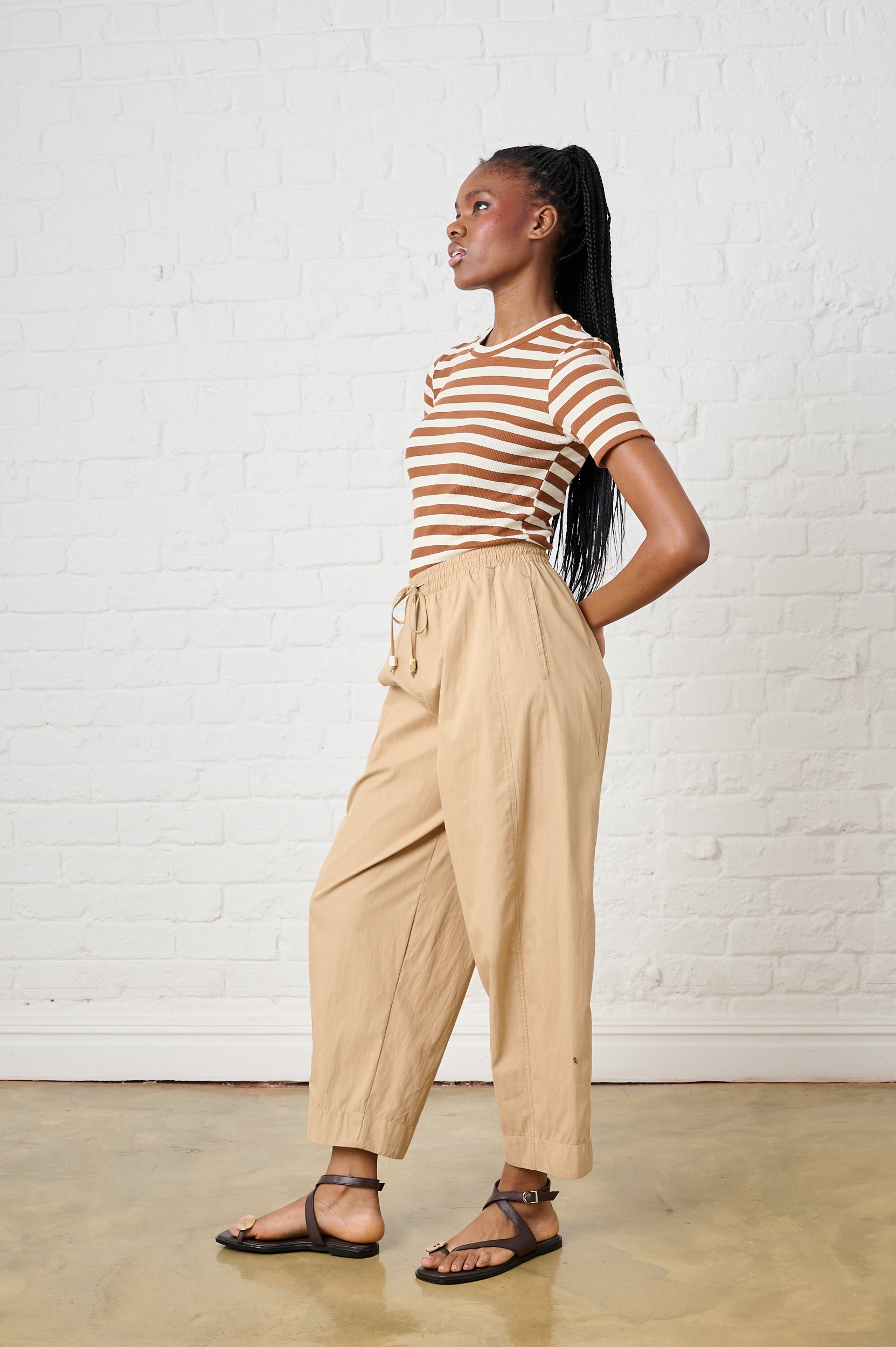 Barrel Leg Pants in Natural